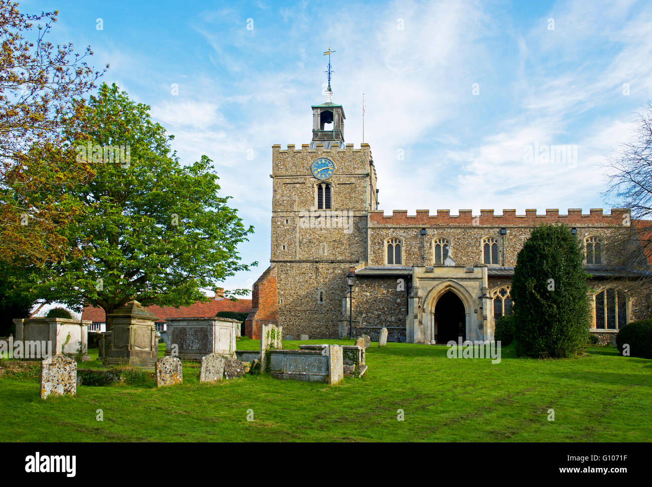La Chiesa di San Giovanni Battista, in Finchingfield, Essex, Inghilterra, Regno Unito Foto Stock