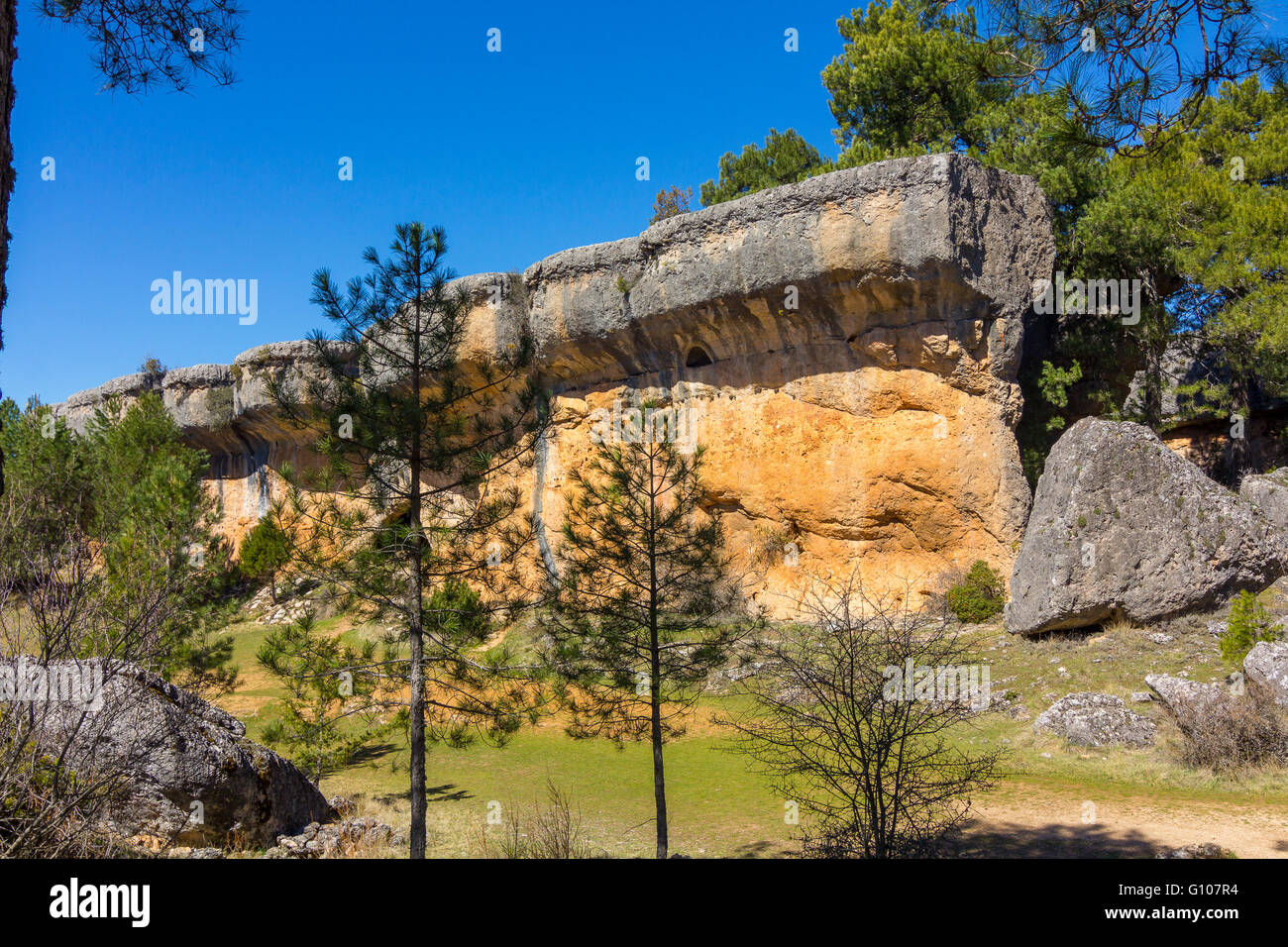 Rocce con capricciose forme in La Città Incantata di Cuenca, Spagna Foto Stock