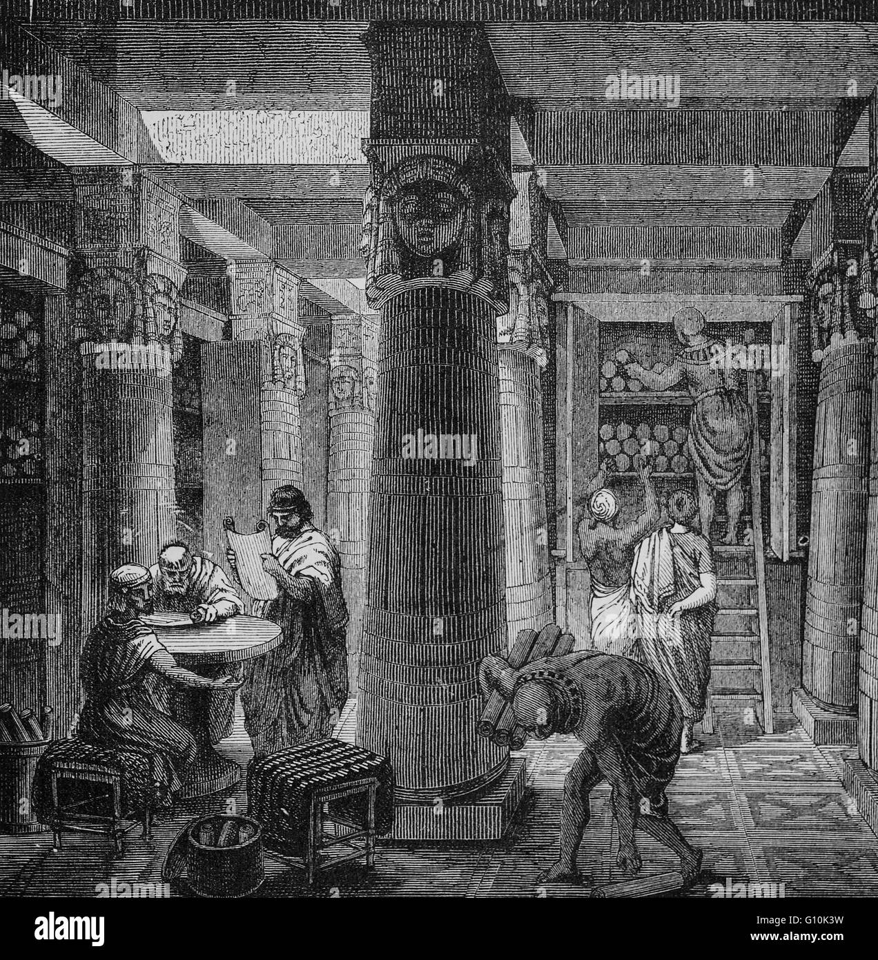La Biblioteca di Alessandria fondata c.331 A.C. da Alessandro il Grande. Originariamente un piccolo antica città egiziana, divenne un importante centro di greco fino alla conquista musulmana di Egitto in ANNUNCIO 641, Foto Stock