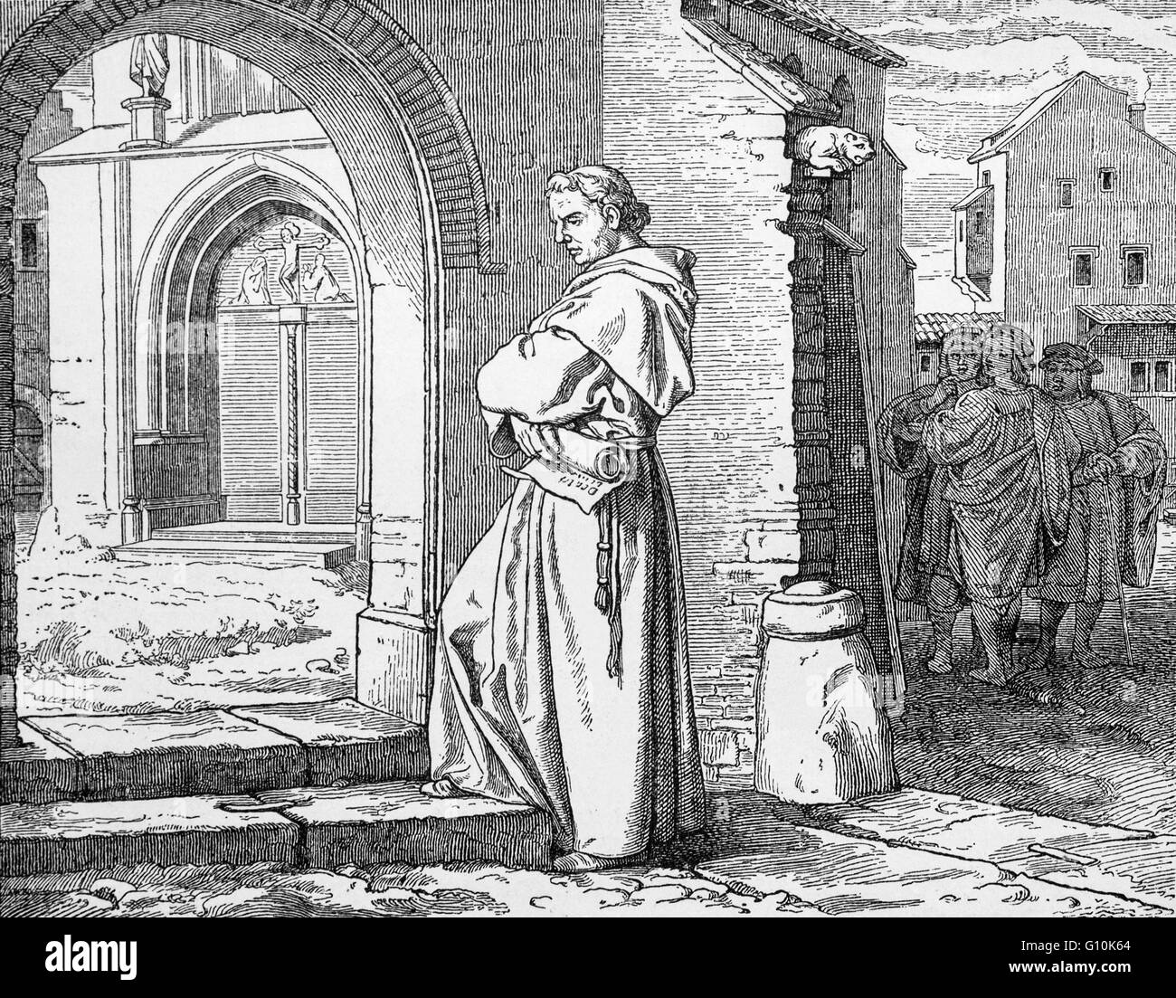 Martin Luther, Tedesco professore di teologia, compositore, sacerdote, monaco e un seminale figura nella Riforma Protestante presso l università di Wittenberg il 6 marzo 1522 Foto Stock