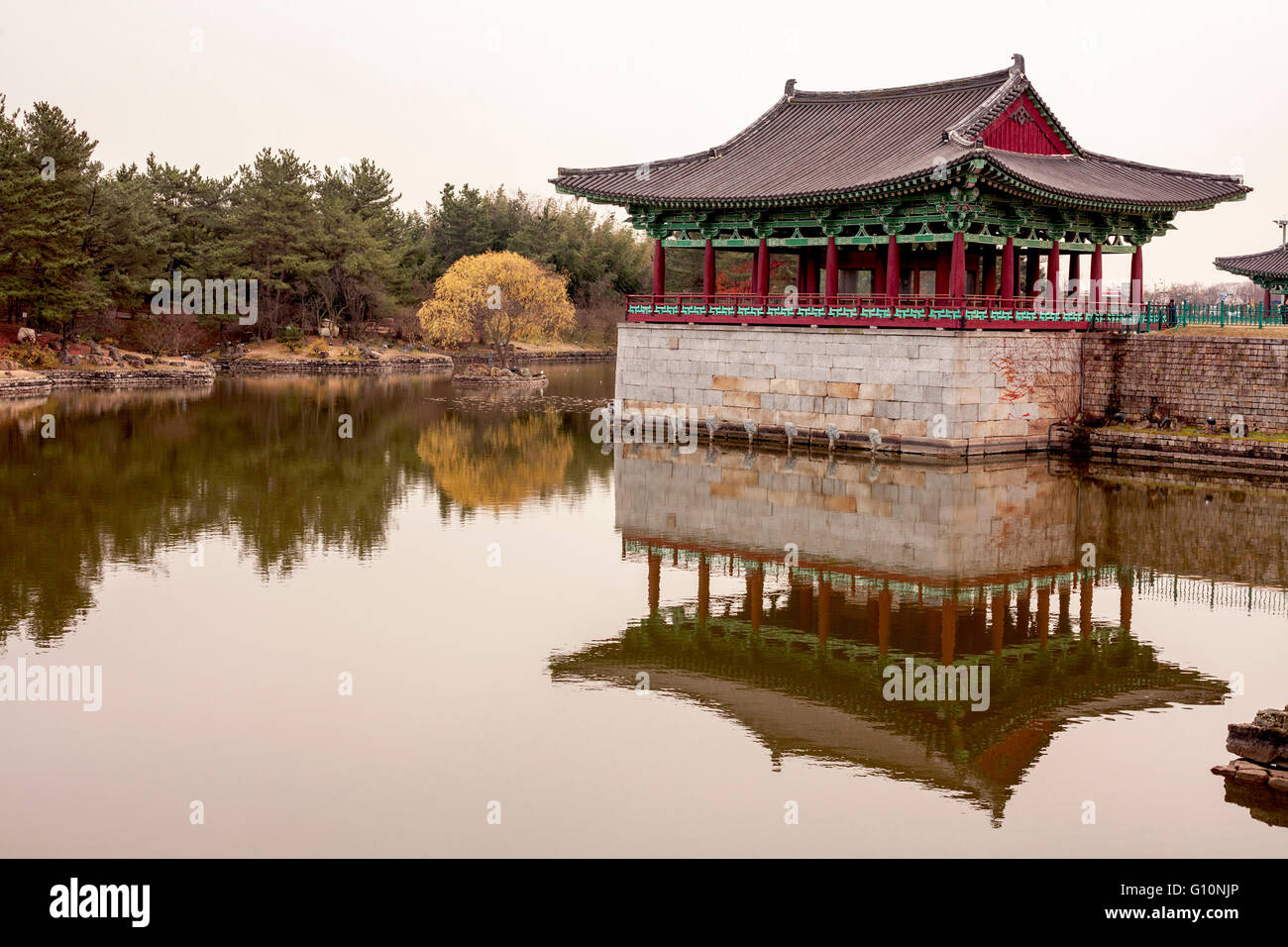 Laghetto Anapji templi Corea del Sud Foto Stock