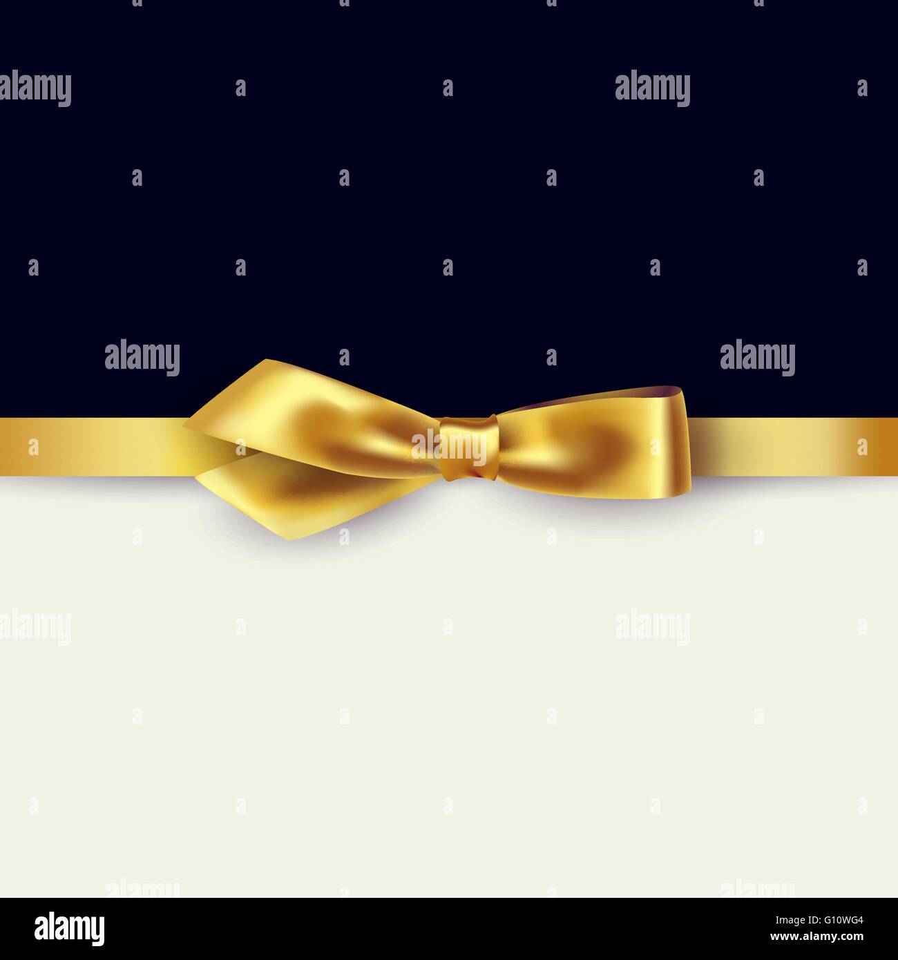 Oro luccicante nastro di raso su bianco e sfondo nero. Vettore Illustrazione Vettoriale