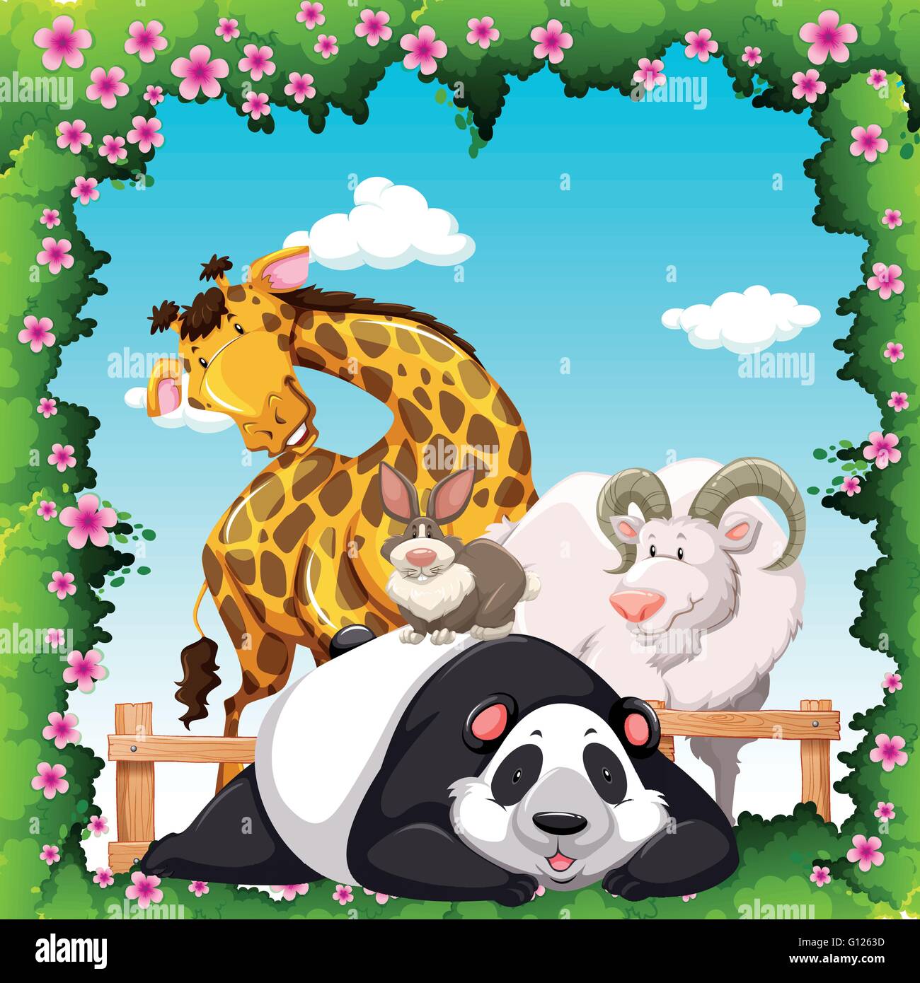 Animali selvatici nel giardino illustrazione Illustrazione Vettoriale