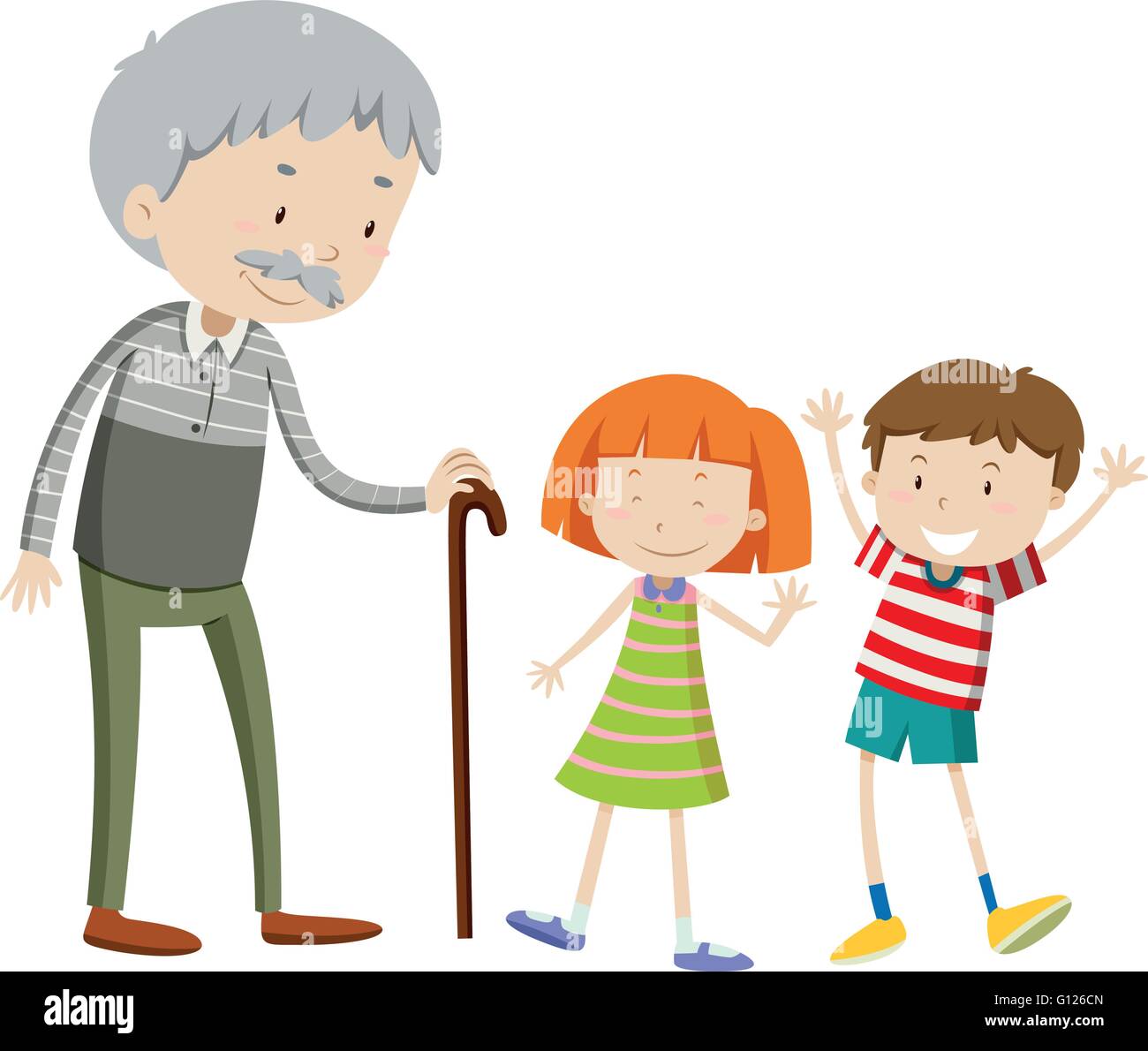 I bambini e il vecchio uomo illustrazione Illustrazione Vettoriale