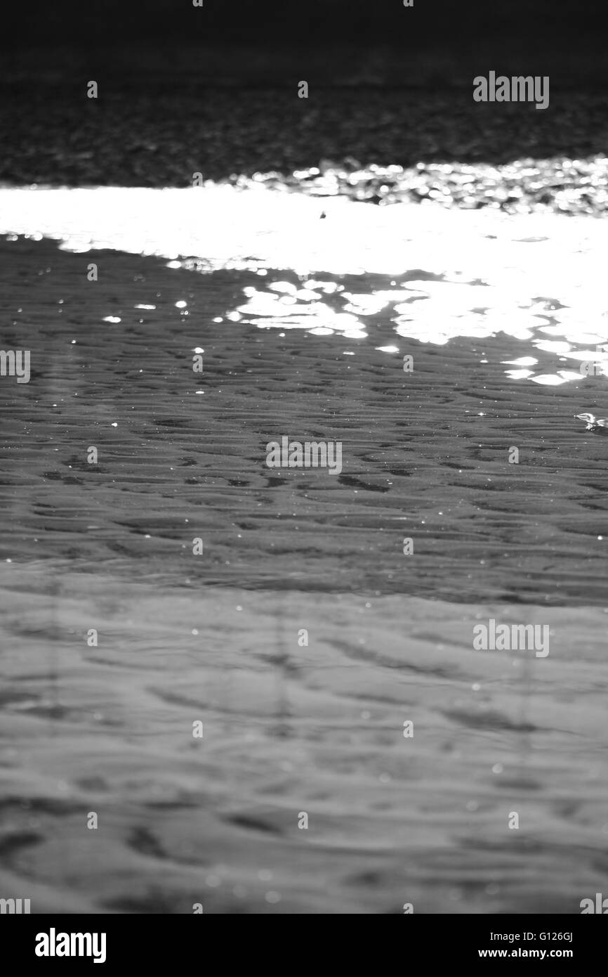 Bella, astratto, in bianco e nero la luce del sole sulla spiaggia Foto Stock