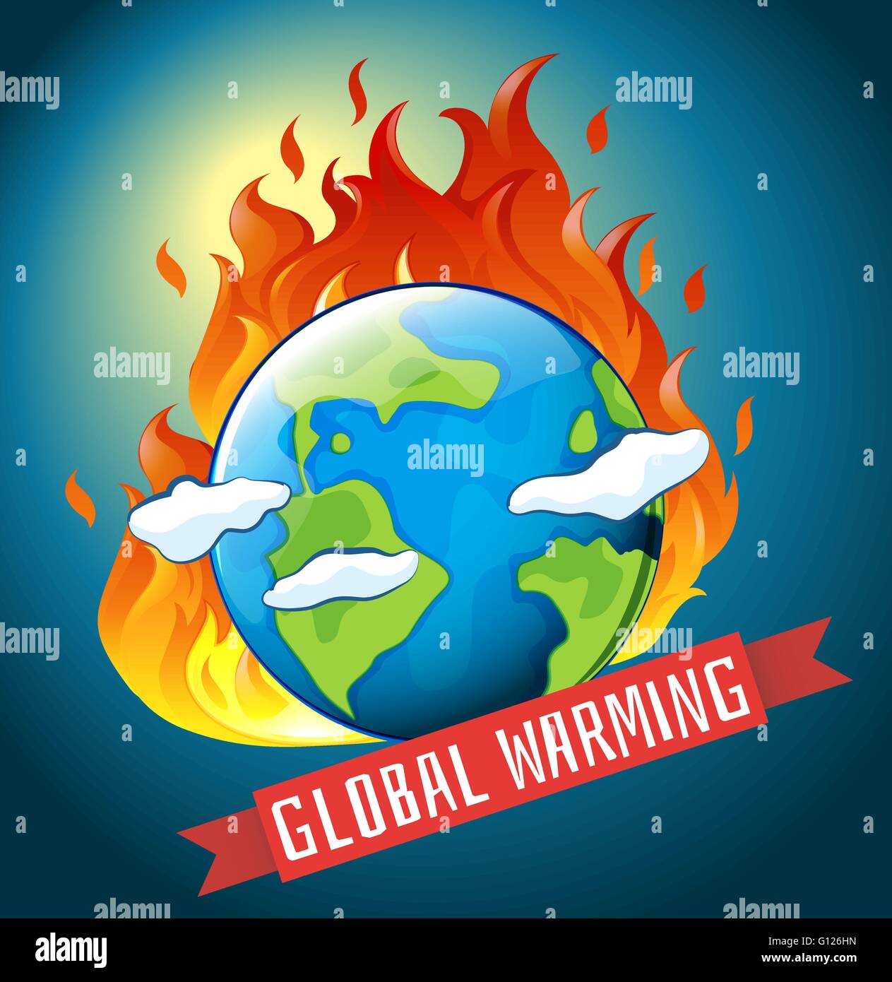 Il riscaldamento globale con tema il fuoco sulla terra illustrazione  Immagine e Vettoriale - Alamy