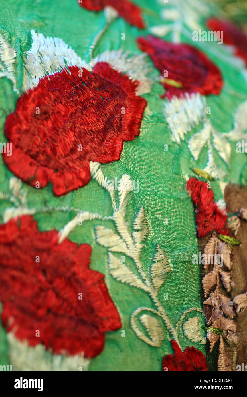 Colorato decor Indiano di manufatti tessili, il materiale e il tessuto Foto Stock