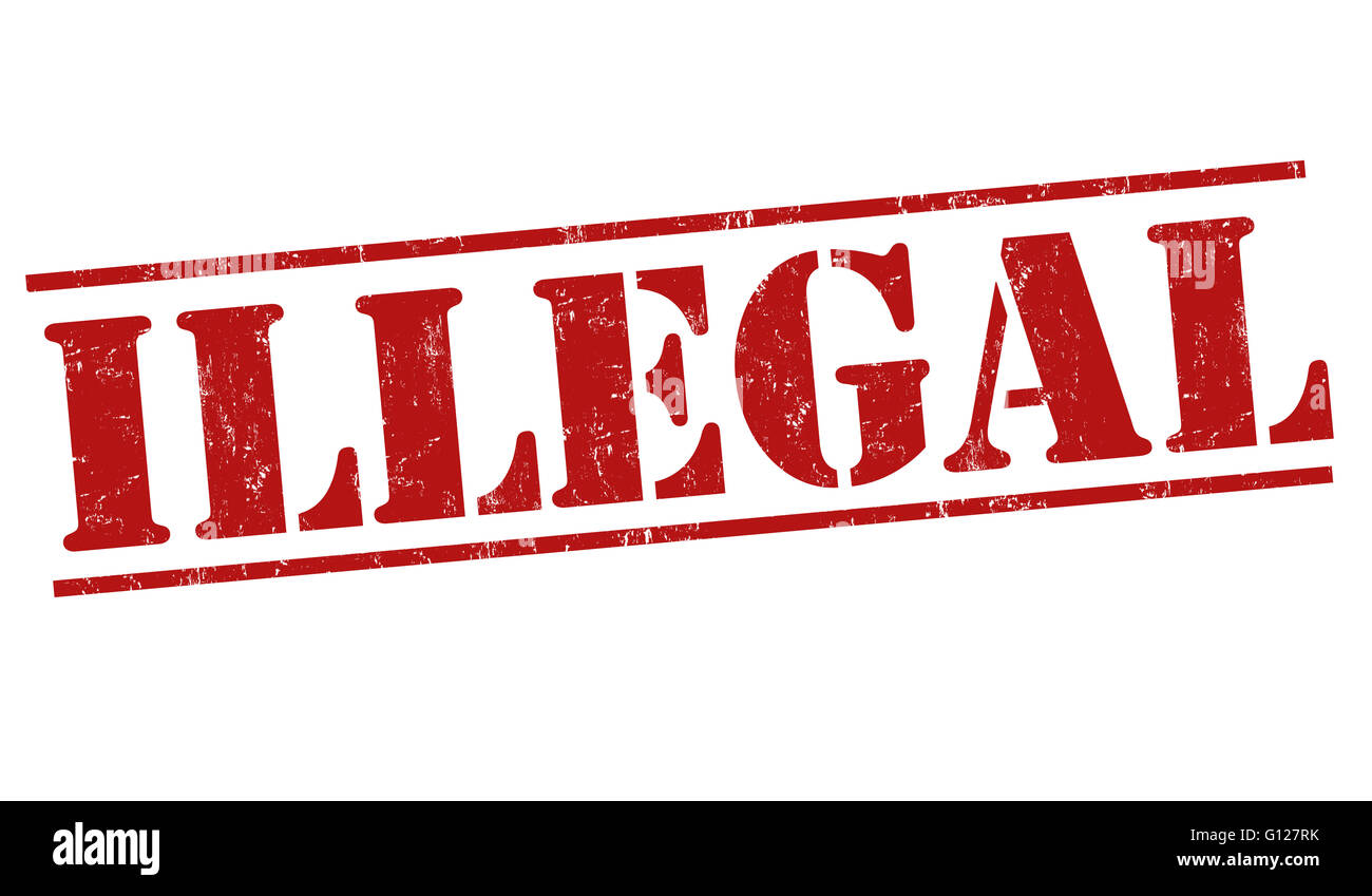 Grunge illegale timbro di gomma su sfondo bianco, illustrazione vettoriale Foto Stock