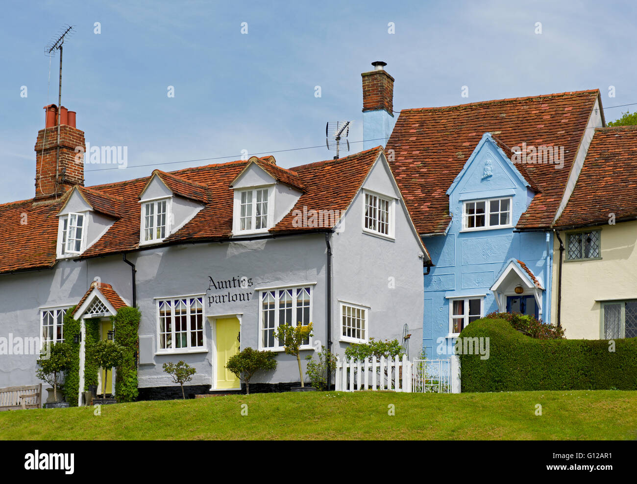 Case del Borgo di Finchingfield, Essex, Inghilterra, Regno Unito Foto Stock