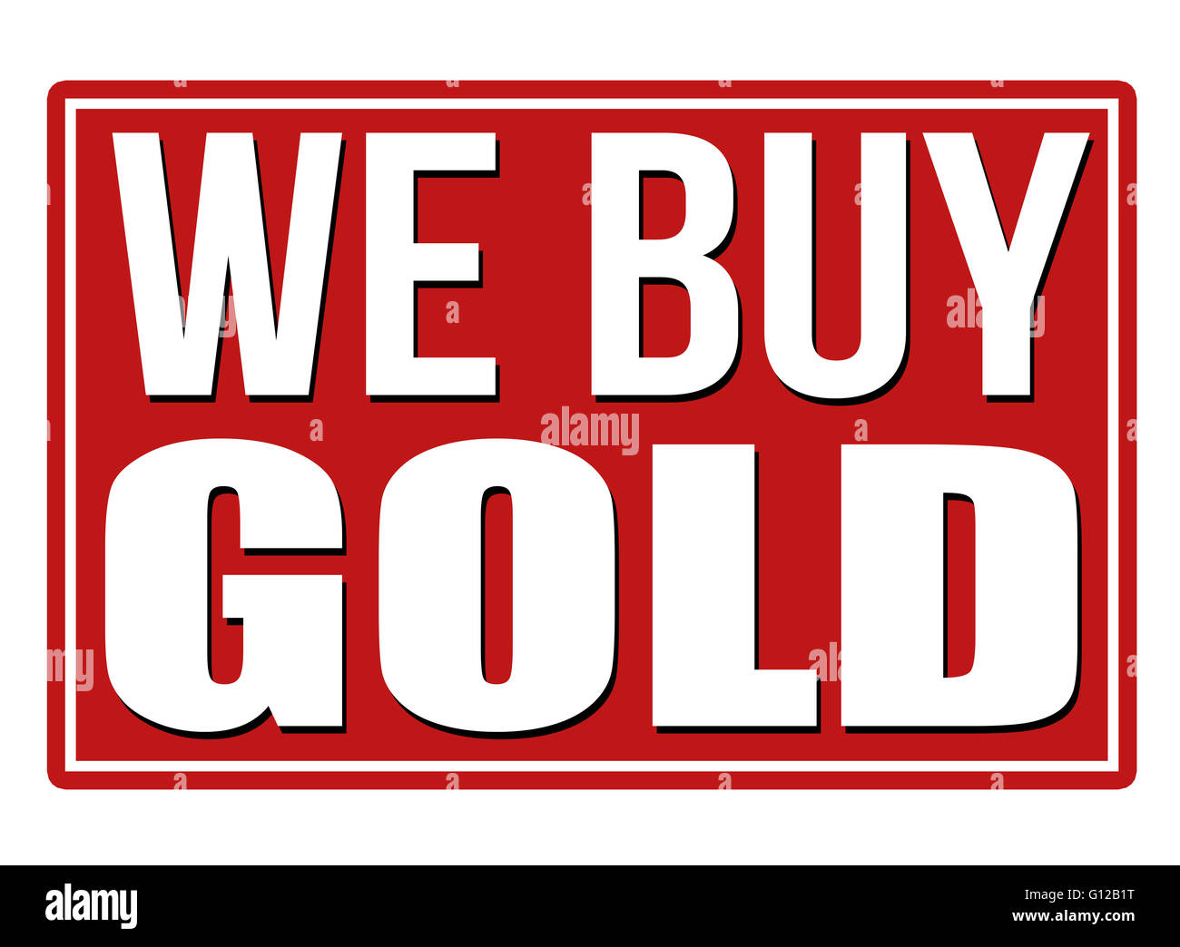 Abbiamo comprare oro rosso segno isolato su uno sfondo bianco, illustrazione vettoriale Foto Stock