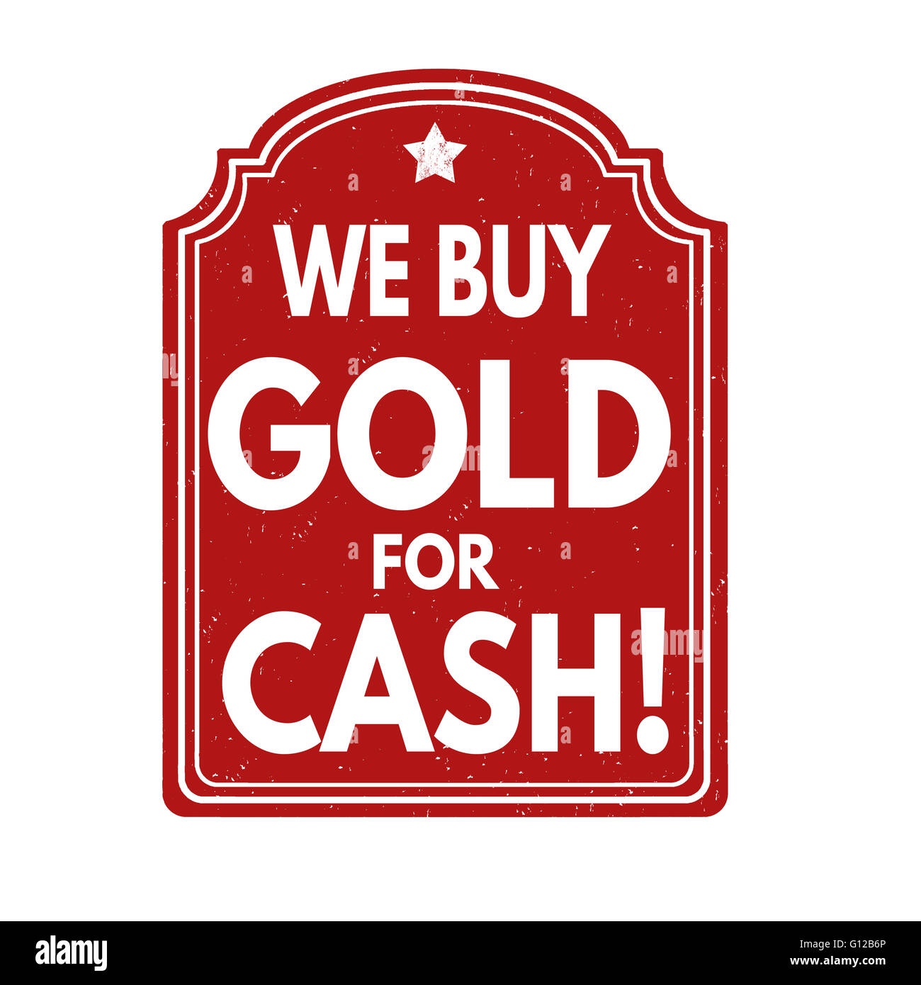 Abbiamo comprare oro per contanti grunge timbro di gomma su sfondo bianco, illustrazione vettoriale Foto Stock