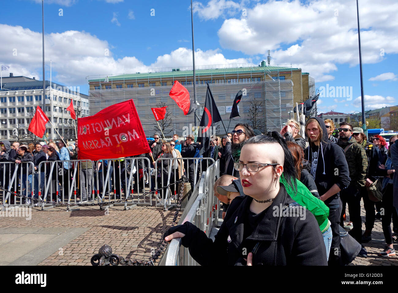 ANTIFA dimostrazioni, Göteborg, Svezia, 23 aprile 2016 Foto Stock