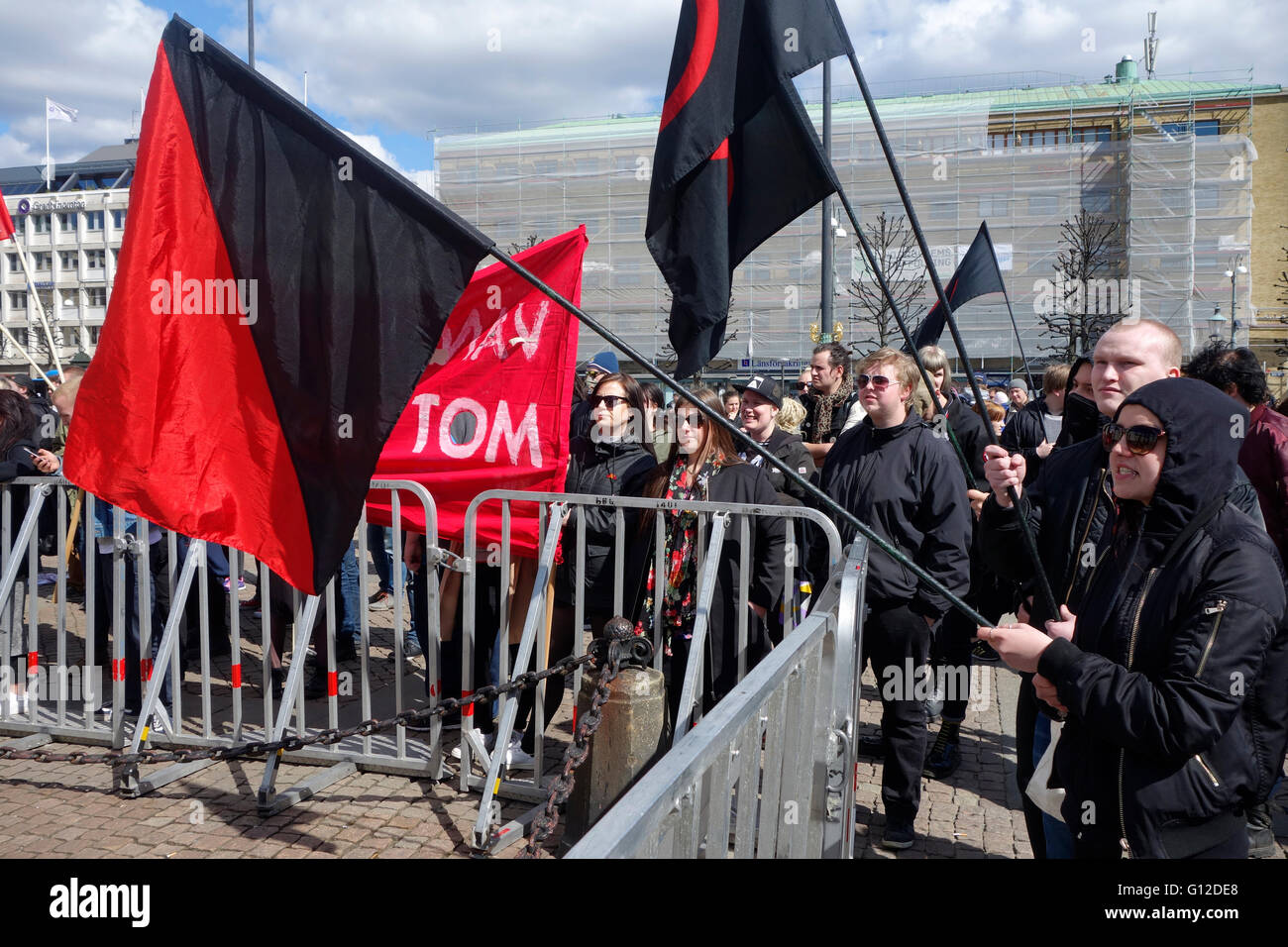 ANTIFA estrema sinistra a dimostrazione del contatore, Göteborg, Svezia, 23 aprile 2016 Foto Stock
