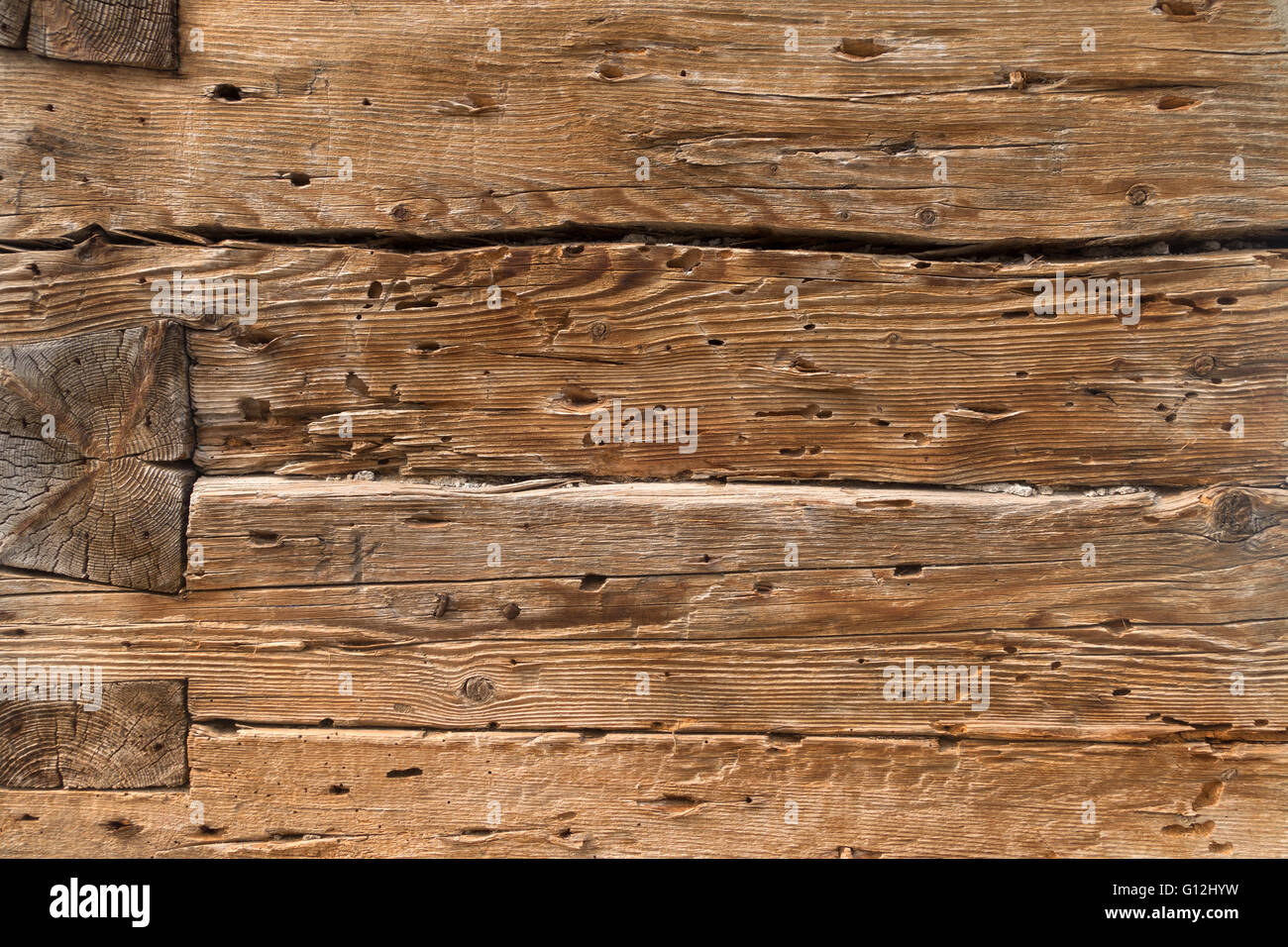 Costruzione di antiche travi di legno Foto Stock