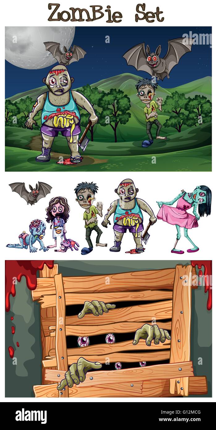 Gli zombie passeggiate nel parco illustrazione Illustrazione Vettoriale