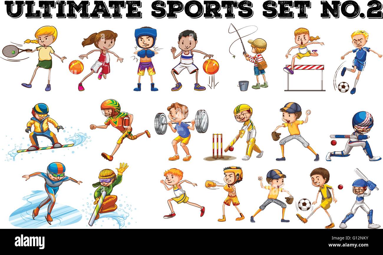 Diversi tipi di sport illustrazione Illustrazione Vettoriale