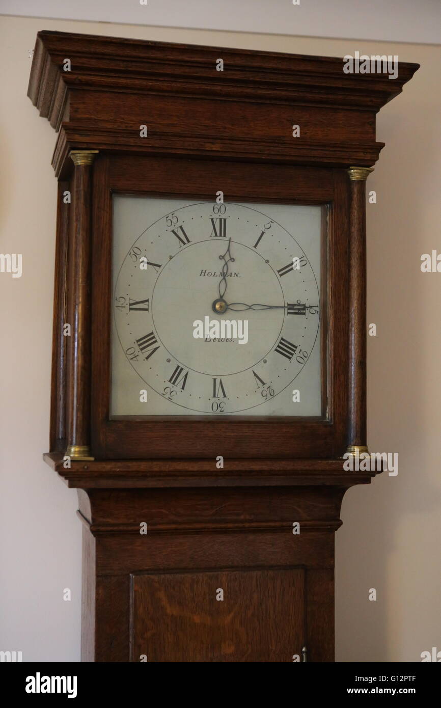 1800 orologio del nonno in caso di Quercia realizzato in Lewes Sussex Foto Stock