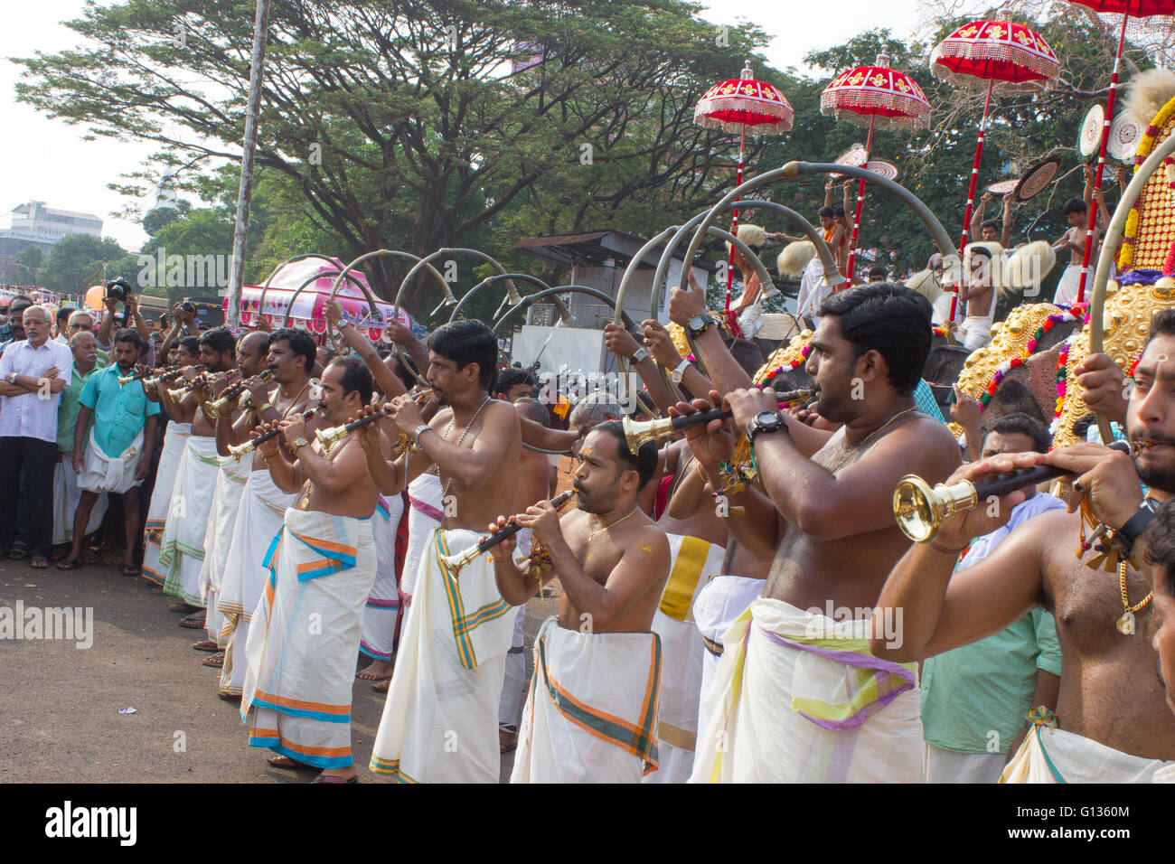 Panchavadyam a Thrissur Pooram Foto Stock