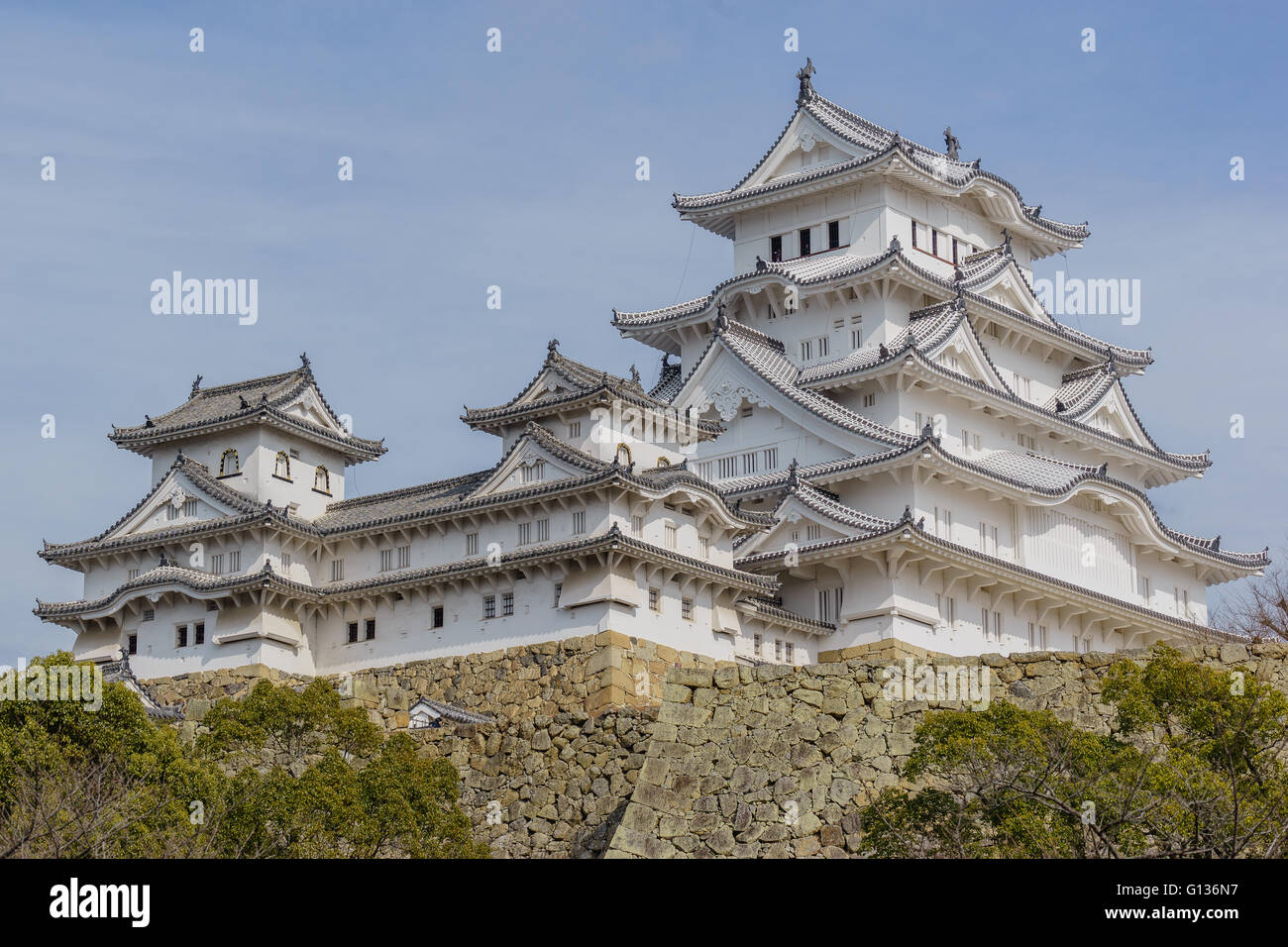 Il castello di Himeji in inverno, Himeji, Giappone Foto Stock