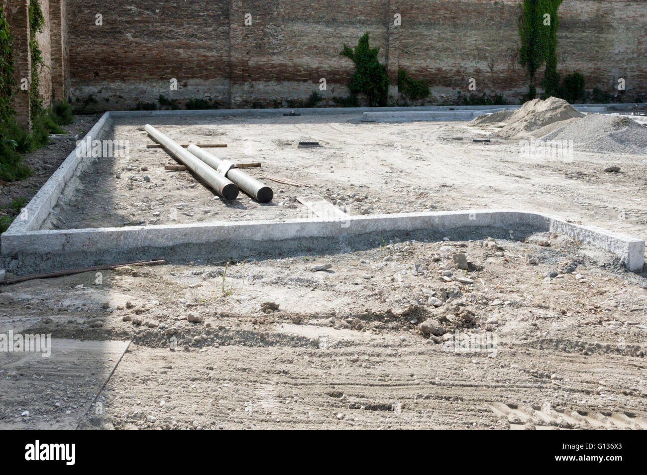 Sito in costruzione appena iniziata Foto Stock