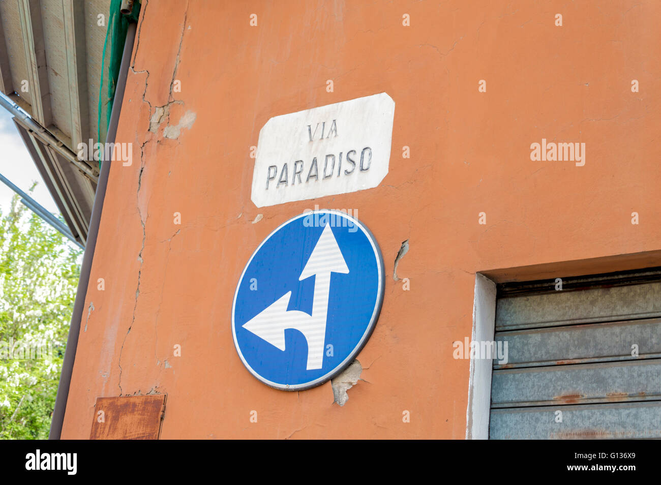 Sigboard 'Via Paradiso' Foto Stock