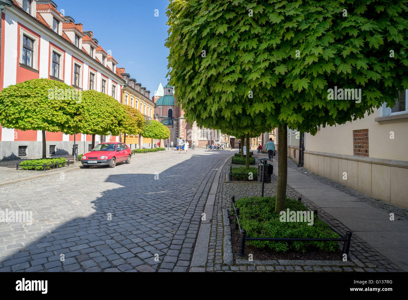 Ostrow Tumski Katedralna Street Wroclaw giornata di sole Foto Stock