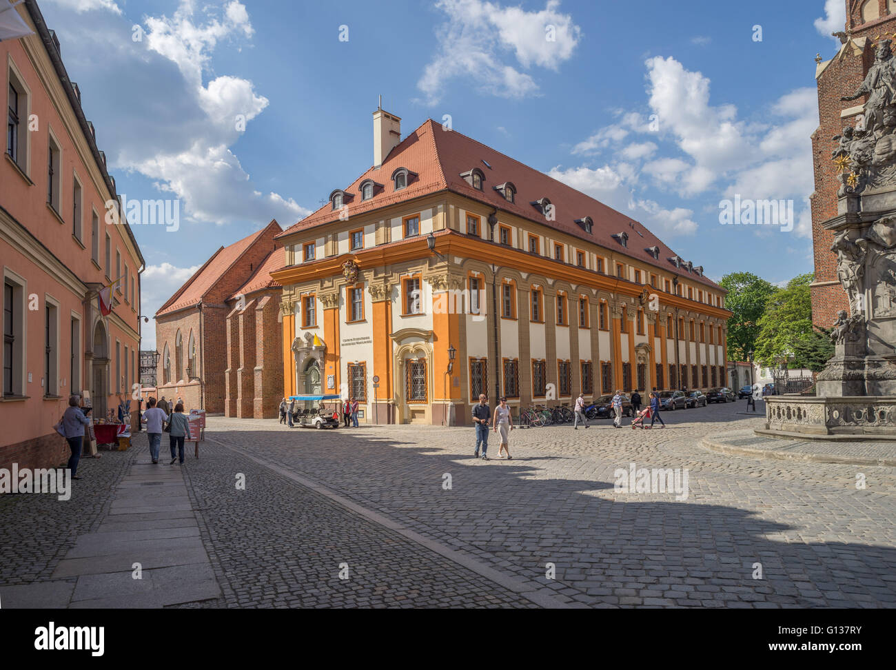Ostrow Tumski Orphanotropheum Wroclaw giornata di sole Foto Stock