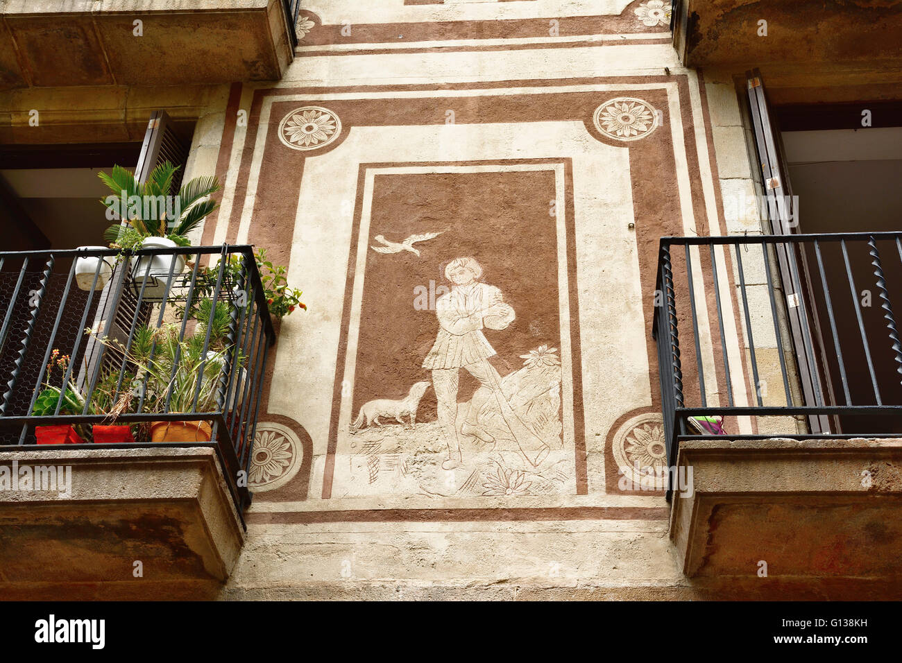 Strada tradizionale quartiere di El Born. Barcellona, in Catalogna, Spagna, Europa Foto Stock