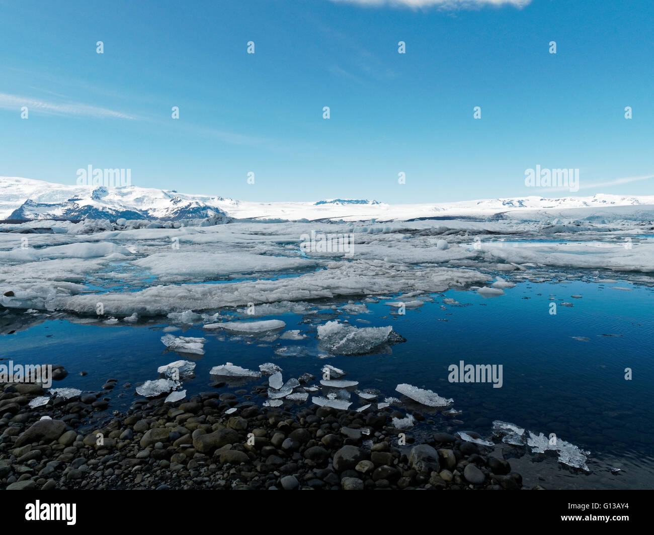 Jökulsárlón Laguna, ghiacciaio Vatnajökull Foto Stock