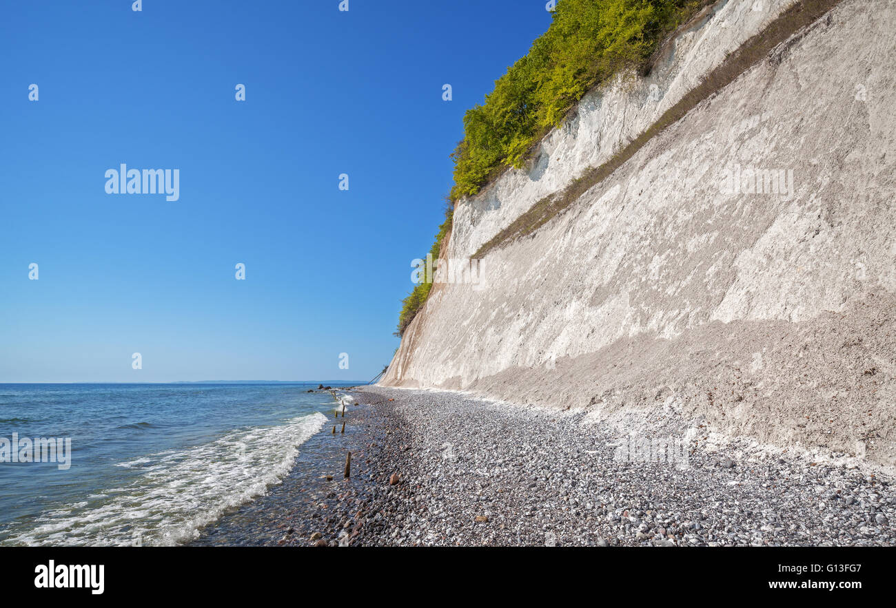 Chalk cliff sull'isola di Rügen, Jasmund National Park, Mecklenburg Vorpommern regione in Germania. Foto Stock
