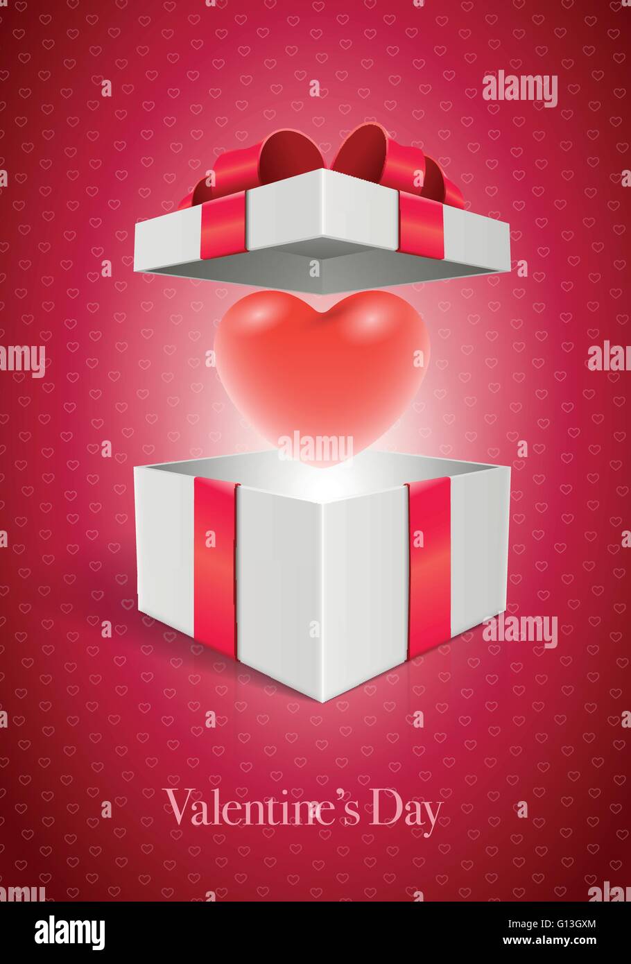 Vettore il giorno di San Valentino design modello. Cuore in confezione regalo. Gli elementi sono stratificati separatamente in file vettoriale. Illustrazione Vettoriale