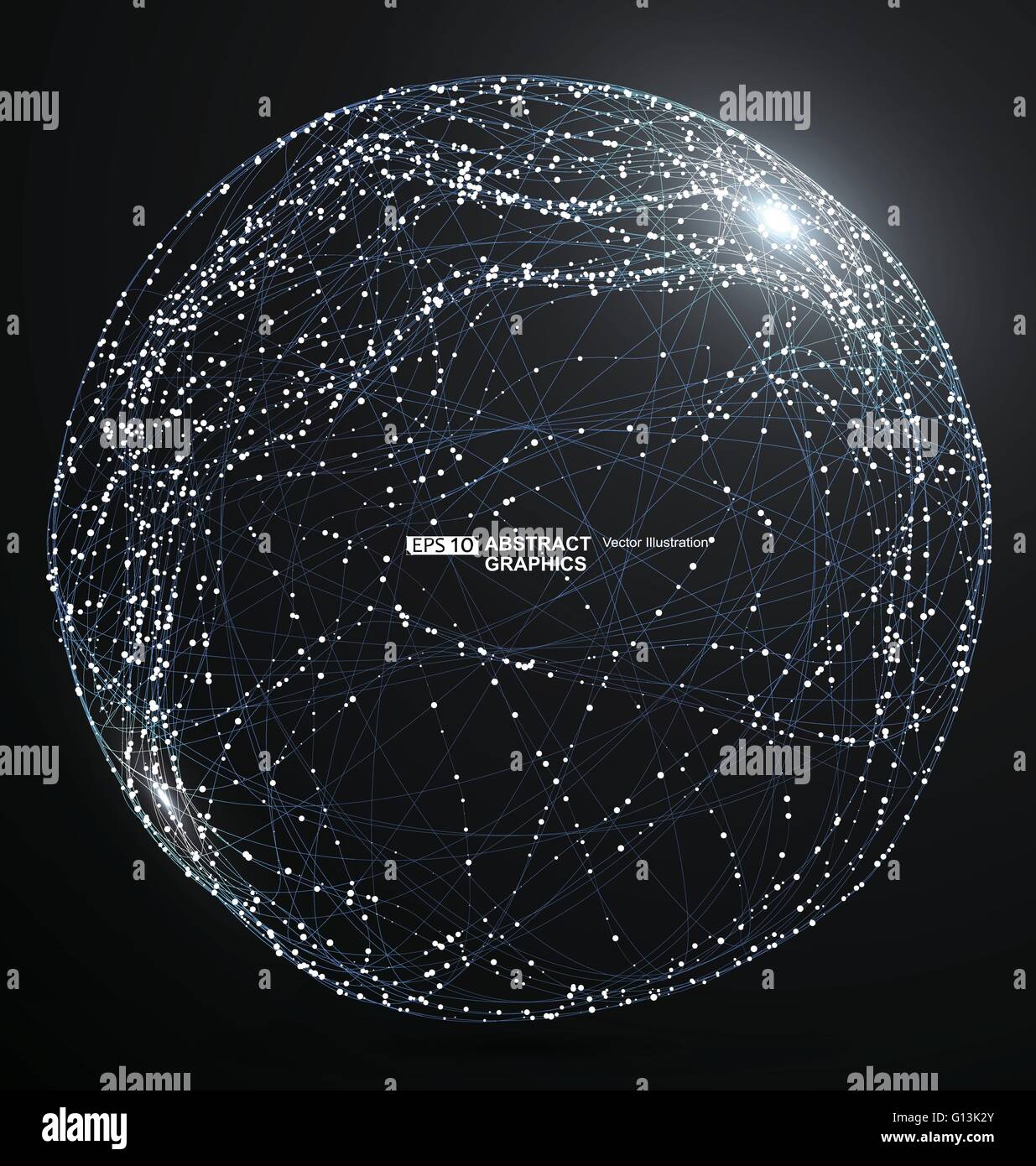 Punto curva e costruito la sfera wireframe, tecnologico senso illustrazione astratta. Illustrazione Vettoriale