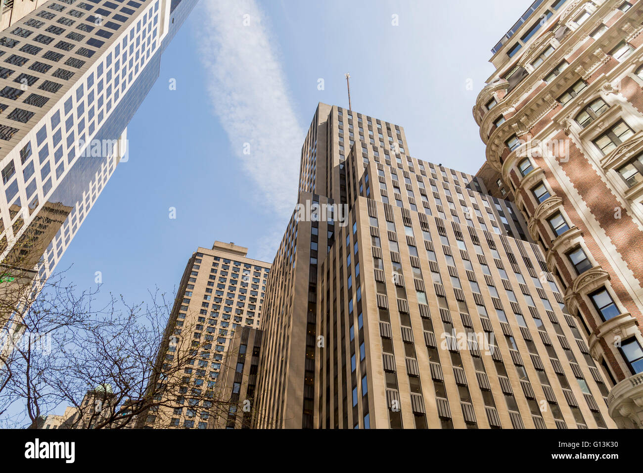Chiudere la vista dei grattacieli di New York City, Stati Uniti d'America Foto Stock