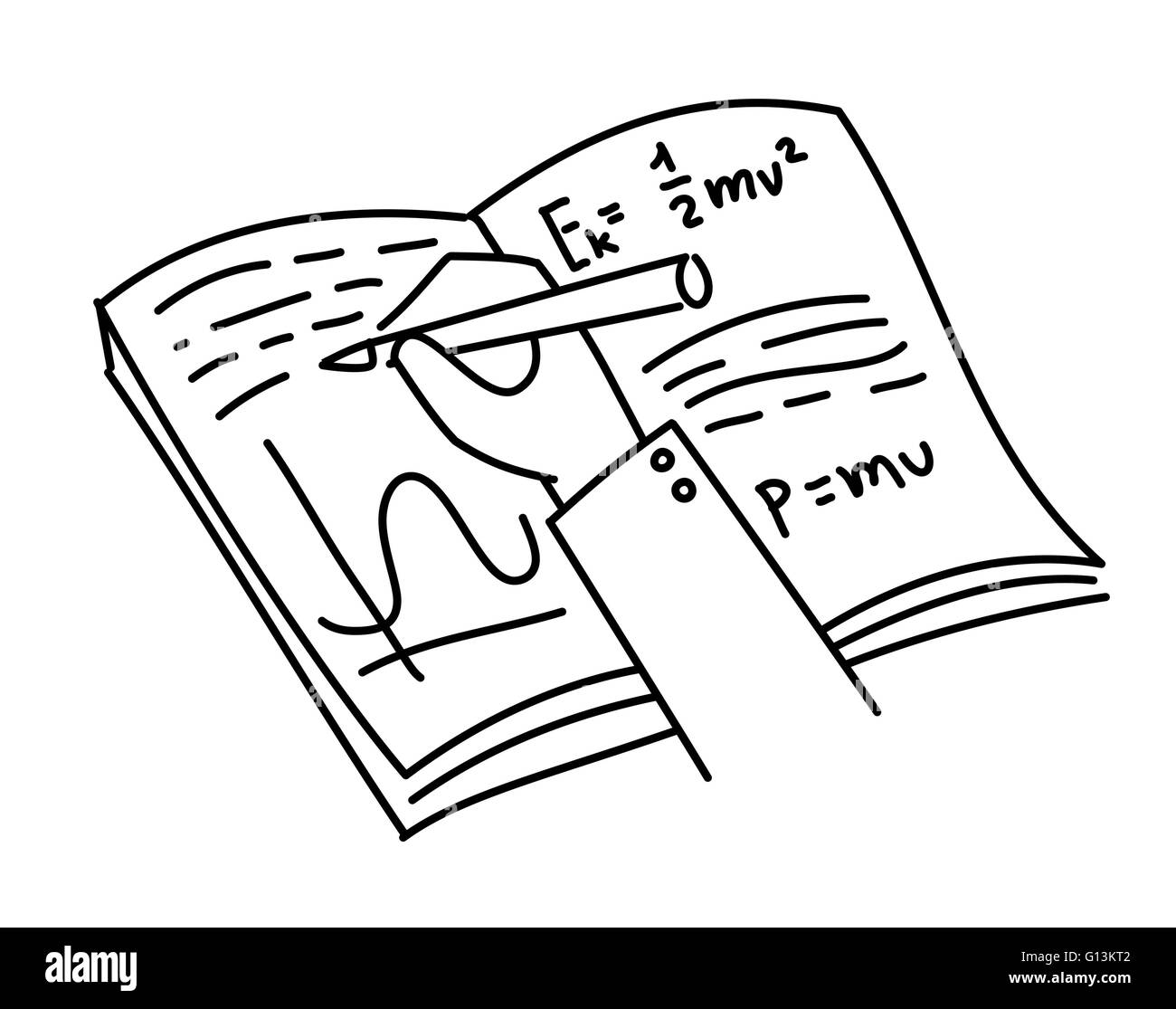 Scrivere a mano nel notebook. Concetto di educazione a distanza, e-learning, processo di studio Illustrazione Vettoriale