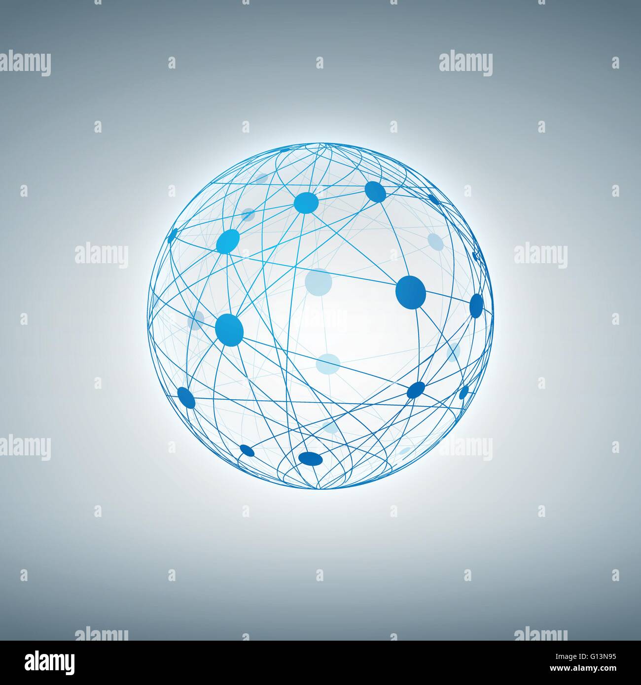 Sfera con puntini collegati e linee. Layered illustrazione vettoriale. Illustrazione Vettoriale