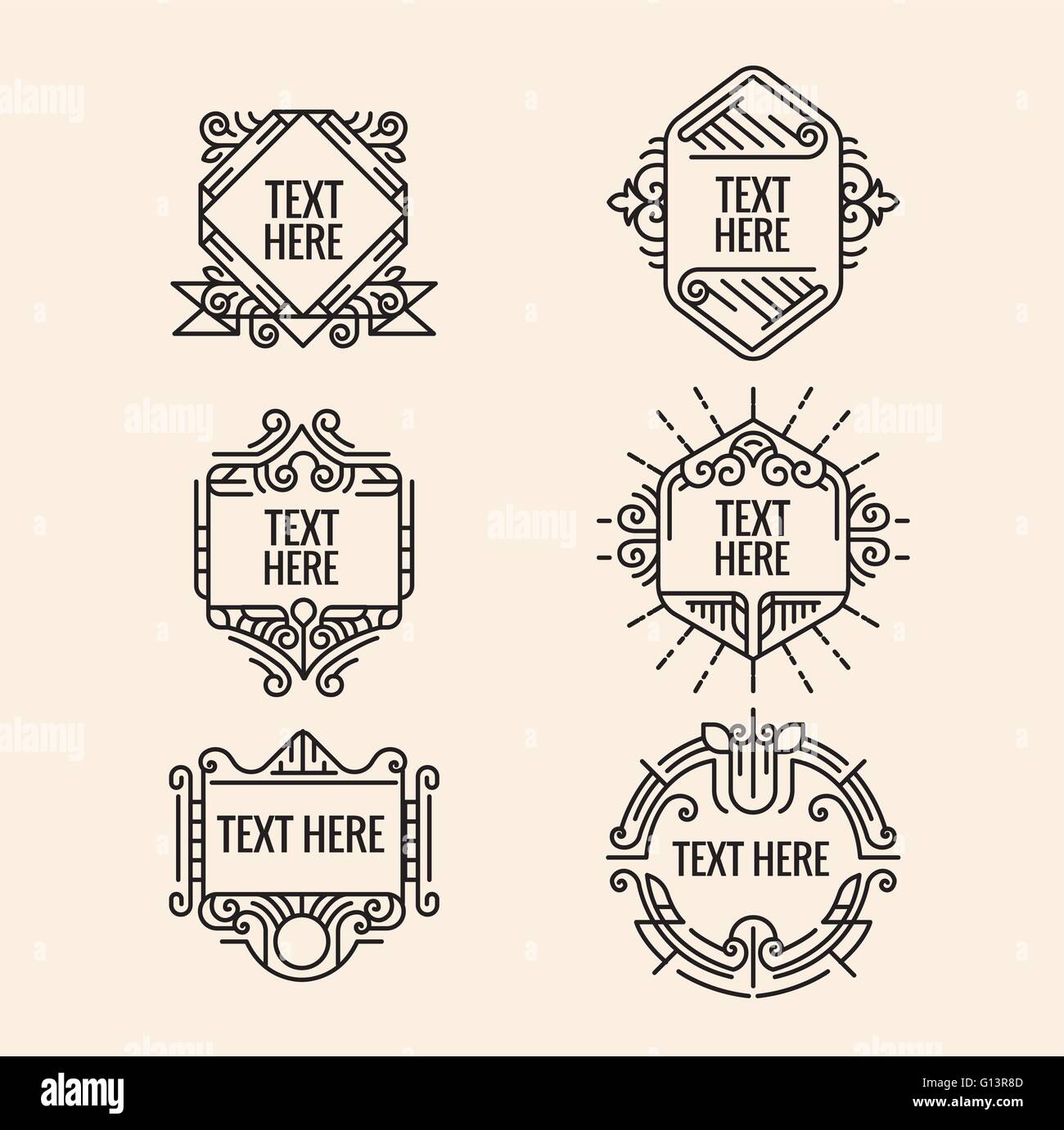 Classic art deco minima di lusso hipster geometrica vettore vintage monogramma, frame , border, badge, etichetta, cresta, o segno vintage Illustrazione Vettoriale