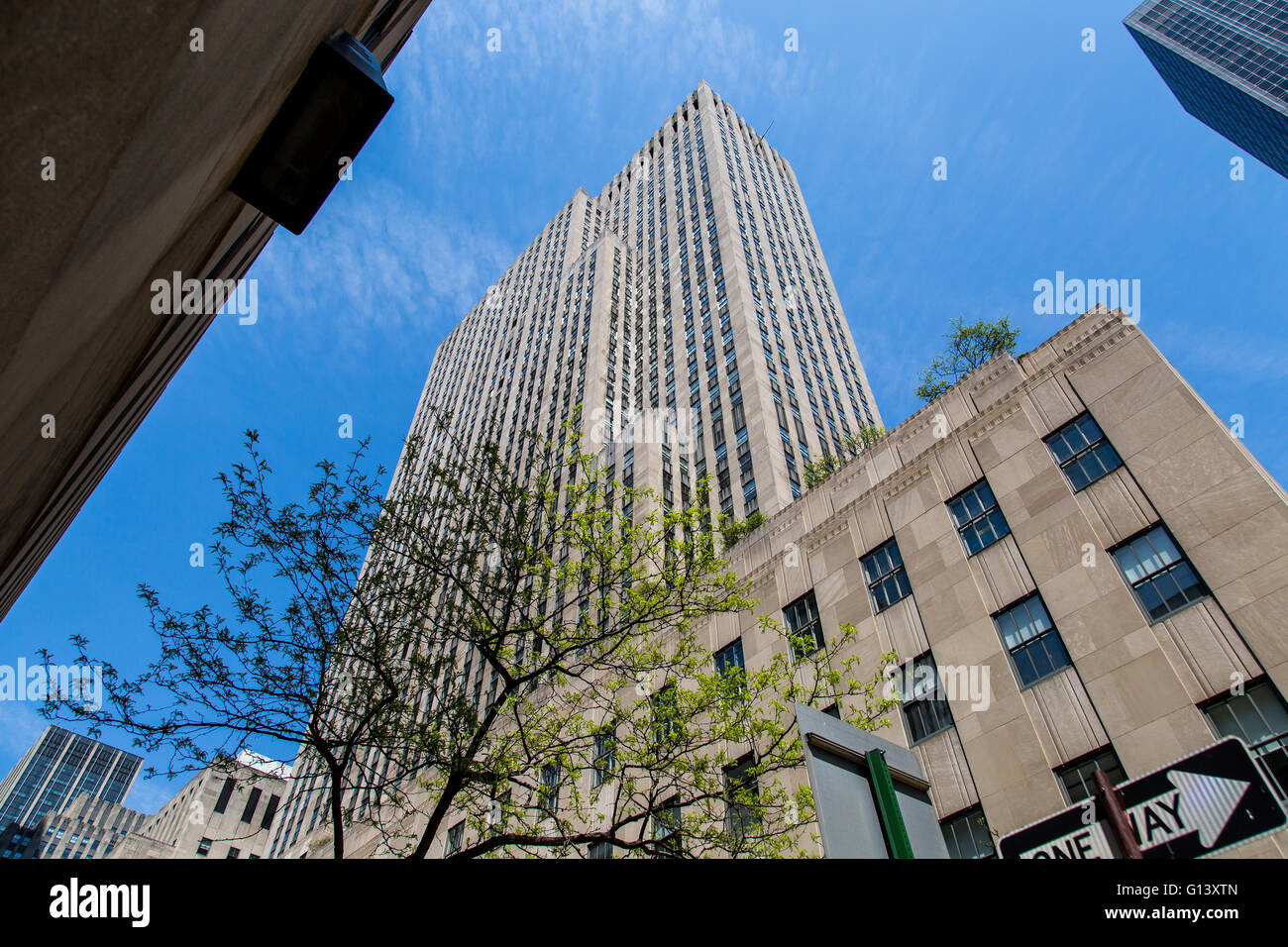 Chiudere la vista dei grattacieli di New York City, Stati Uniti d'America Foto Stock