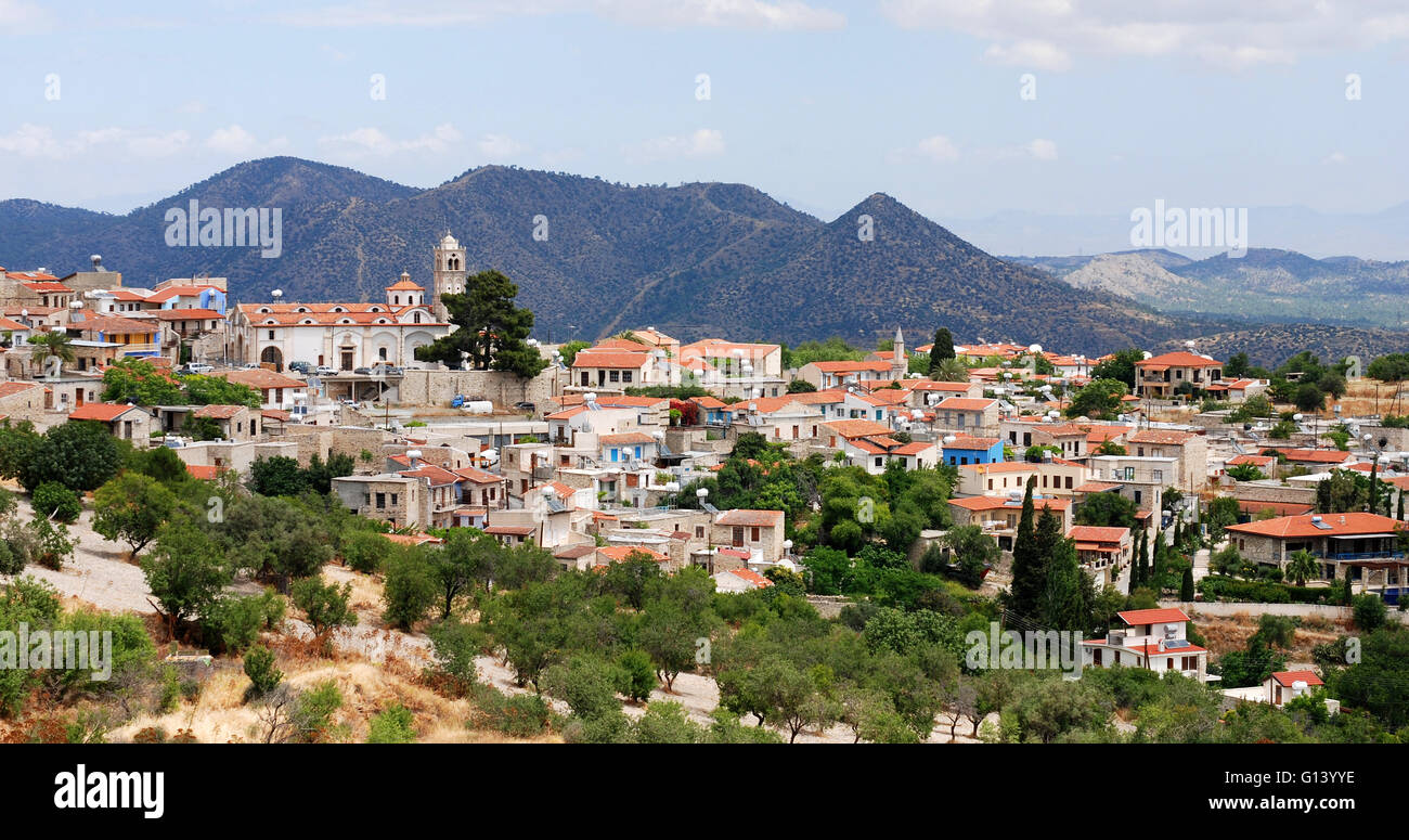 Vista panoramica di Lefkara famoso villaggio turistico nel distretto di Larnaca a Cipro Foto Stock