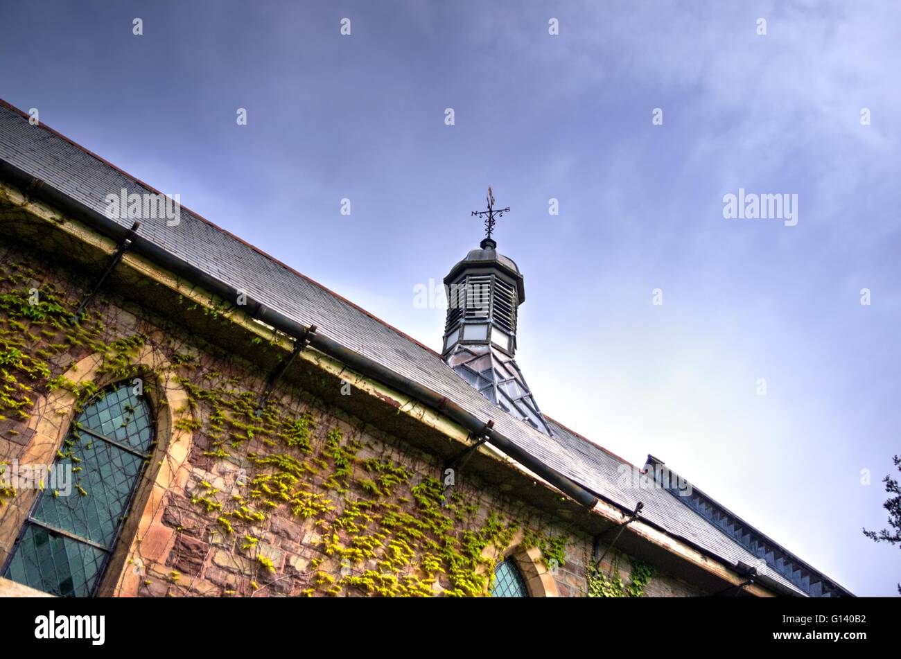 Il tetto della cappella in Talgarth Assylum mentale Foto Stock