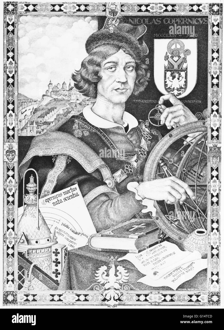 Nicolaus Copernicus (Febbraio 19, 1473 - 24 Maggio 1543) era un rinascimento polacco matematico e astronomo di una discesa prussiana, che hanno formulato un modello dell'universo che pone il Sole piuttosto che la Terra al centro dell'universo. Questo syste Foto Stock