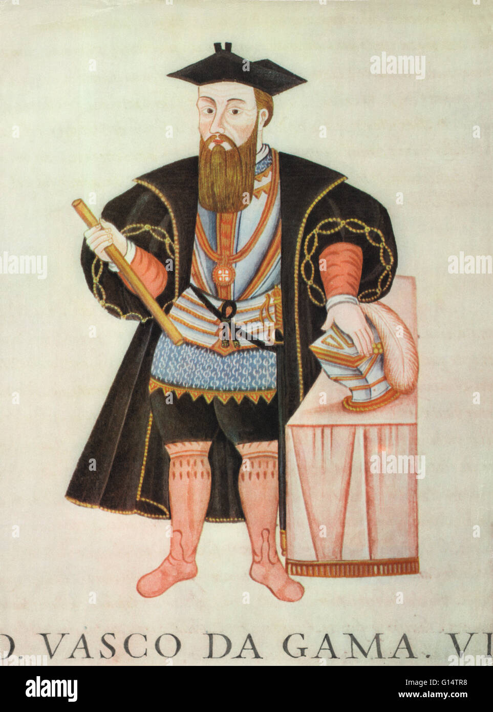 Vasco da Gama, primo conte di Vidigueira (1460 o 1469-1524) era un esploratore portoghese, uno di maggior successo in età di scoperte e il comandante della prima le navi a vela direttamente dall'Europa all'India. Su da Gama primo viaggio, nel 1497, ha portato Foto Stock