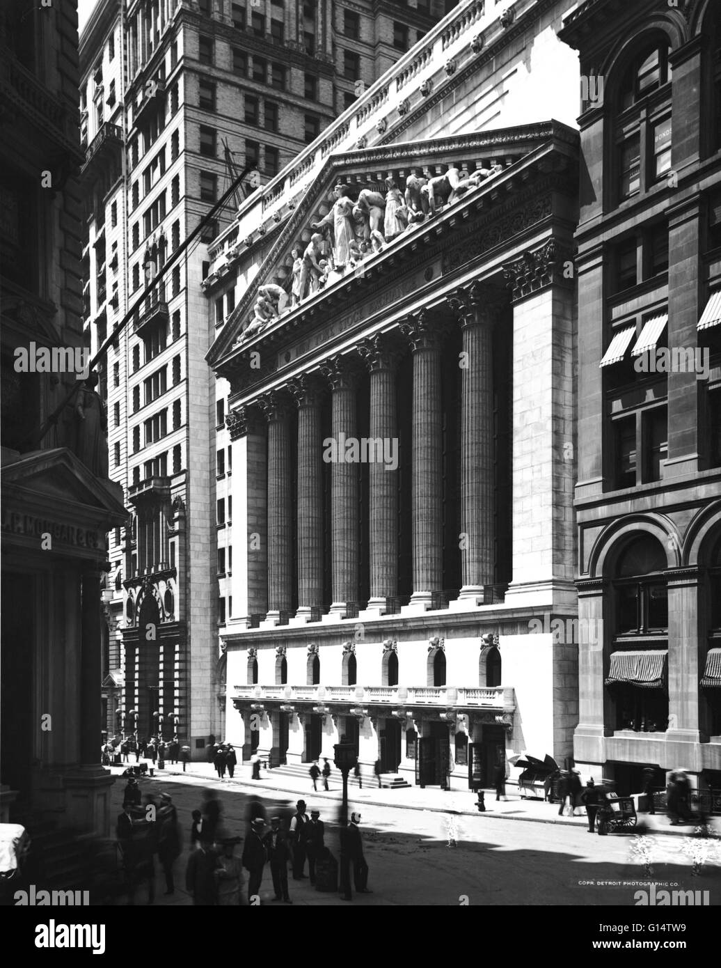 Il New York Stock Exchange su Wall Street a New York City, fotografato a circa 1904. Foto Stock