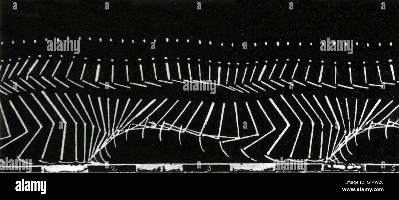"L'esecuzione", c.1880, un chronophotograph da Marey Etienne-Jules. Marey (1830-1904) è stato uno scienziato francese, fisiologo e pioniere della fotografia precoce. In questo primo esperimento, un uomo che indossa un abito nero con una striscia bianca dipinta sul quale è stato registrato Foto Stock