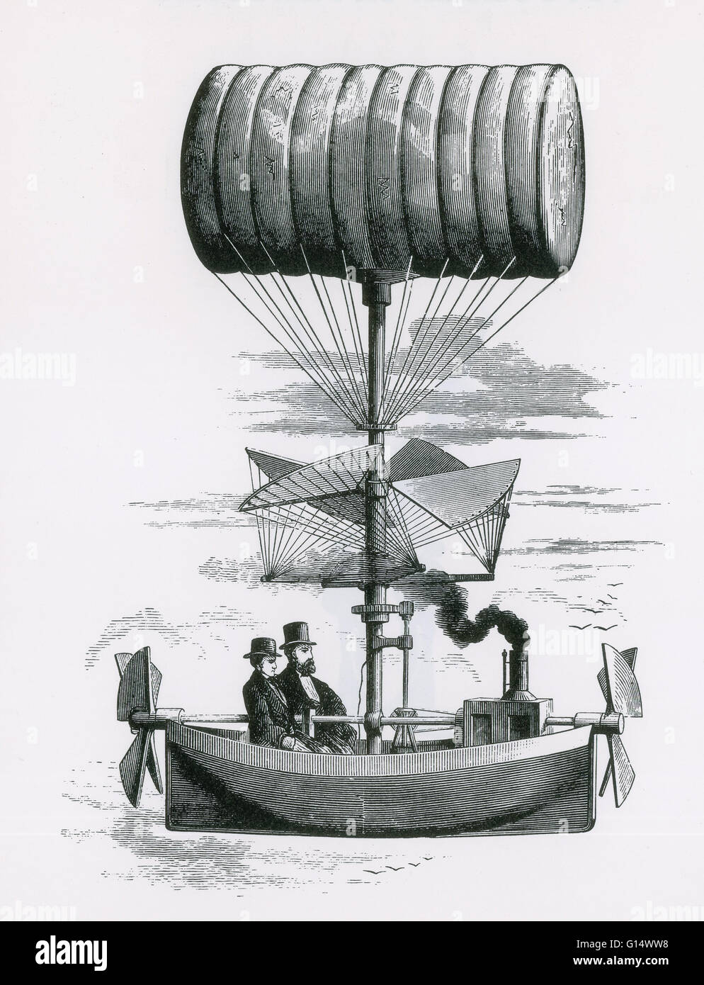 I dirigibili sono popolari forme di trasporto in steampunk storie. La mongolfiera è il più antico di successo di umani che porta la tecnologia di volo. Essa è parte di una classe di velivoli noti come aeromobili a palloncino. I palloni ad aria calda che può essere spinto attraverso l'ia Foto Stock