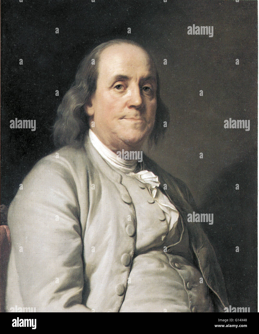 Benjamin Franklin (1706-1790) è stato uno dei padri fondatori degli Stati Uniti. Franklin era un autore, una stampante, un teorico politico, politico, postmaster, scienziato, musicista, inventore, Satiro, attivista civica, statista e diplomatico. Come scientis Foto Stock