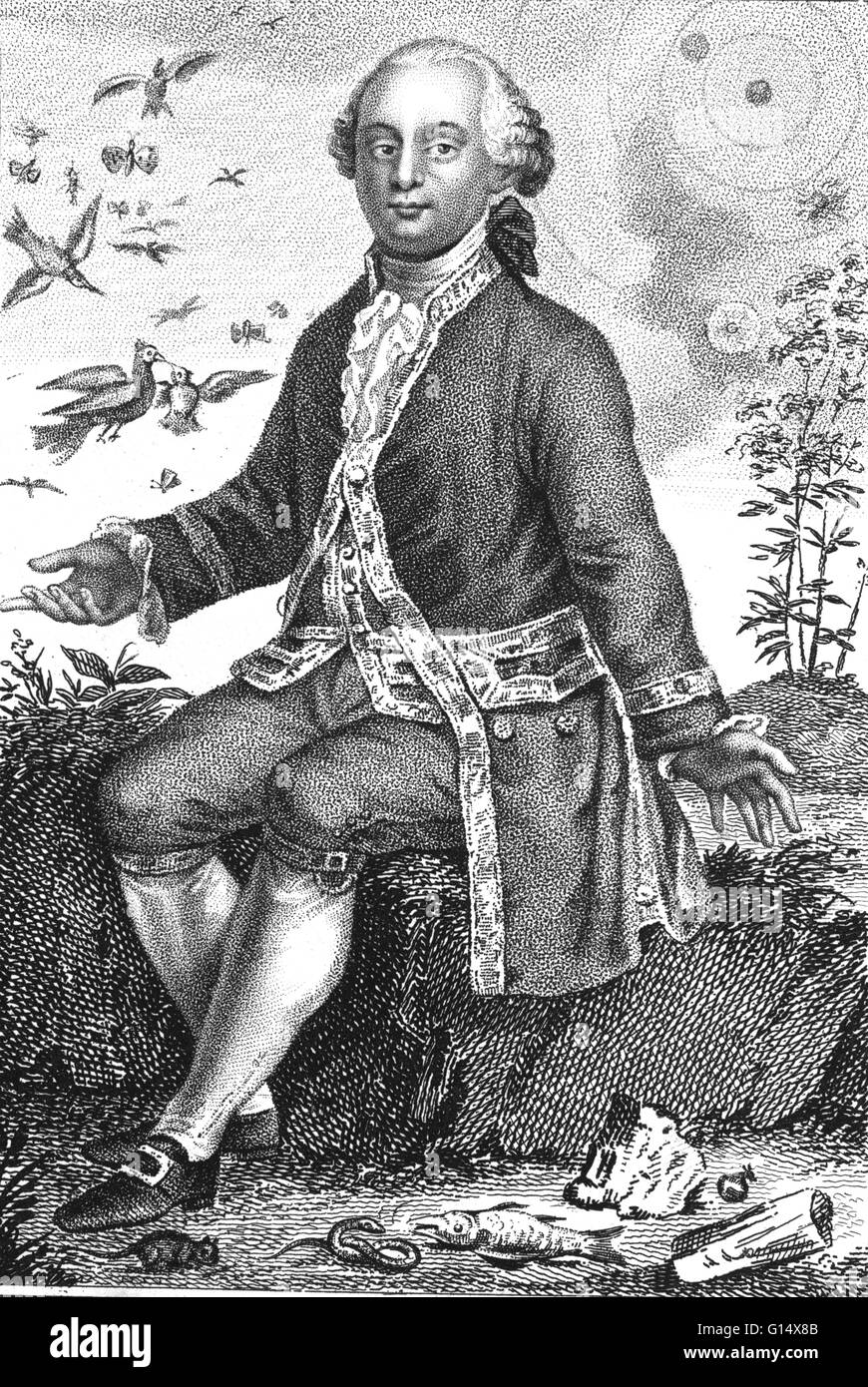 Georges Louis Leclerc, Comte de Buffon (7 settembre 1707 - 16 Aprile 1788) era un naturalista francese, matematico, cosmologist e autore enciclopedico. Egli incarna i rivoluzionari cambiamenti che il chiarimento ha portato allo studio della natura. 100 YE Foto Stock
