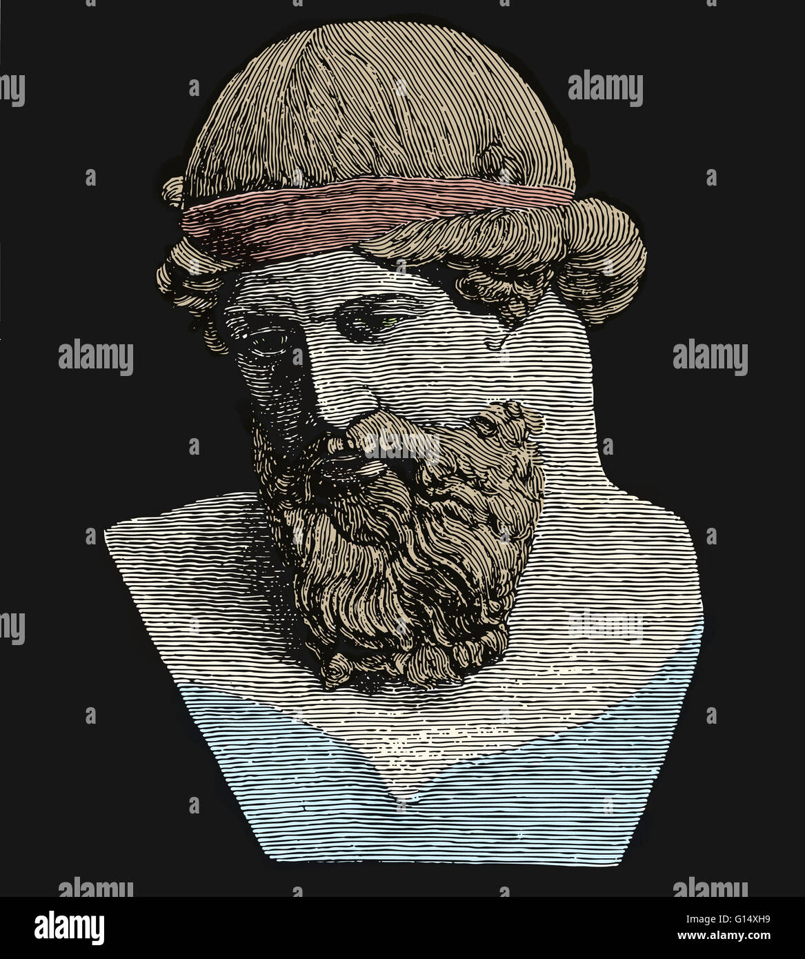 Plato (424/423-348/347 BC) era un classico greco filosofo, matematico, studente di Socrate, scrittore di dialoghi filosofici e fondatore dell'Accademia di Atene, il primo istituto di istruzione superiore nel mondo occidentale. Insieme con il suo mentore Foto Stock