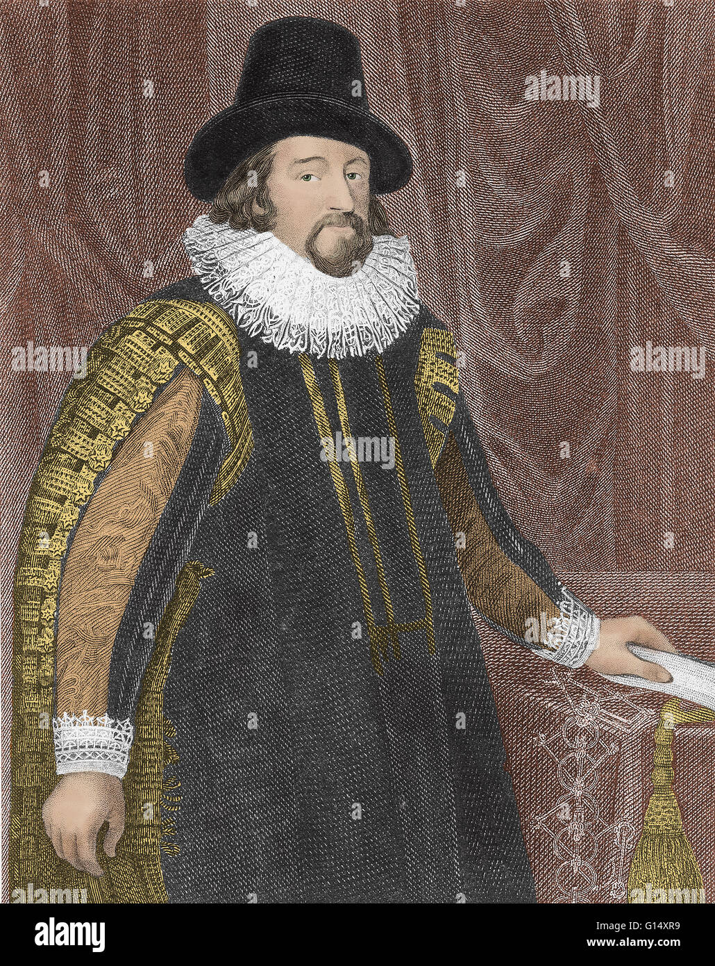 Francis Bacon (Gennaio 22, 1561 - Aprile 9, 1626) è stato un filosofo inglese, statista, scienziato, avvocato, giurista, autore e pioniere del metodo scientifico. Egli ha servito sia come Attorney General e Lord Cancelliere di Inghilterra. La sua carriera politica si è conclusa Foto Stock