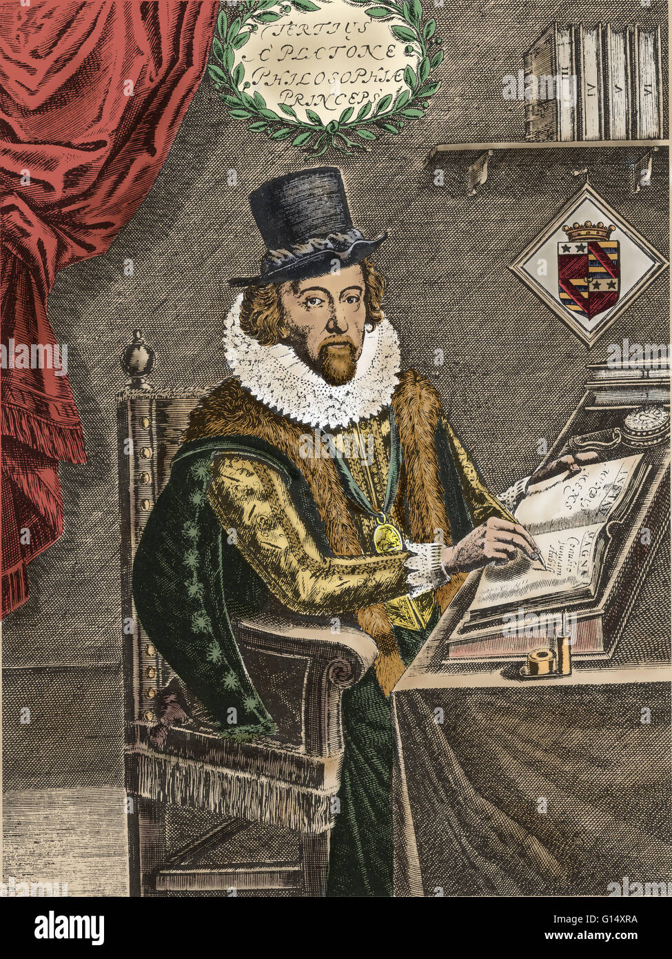 Francis Bacon (Gennaio 22, 1561 - Aprile 9, 1626) è stato un filosofo inglese, statista, scienziato, avvocato, giurista, autore e pioniere del metodo scientifico. Egli ha servito sia come Attorney General e Lord Cancelliere di Inghilterra. La sua carriera politica si è conclusa Foto Stock