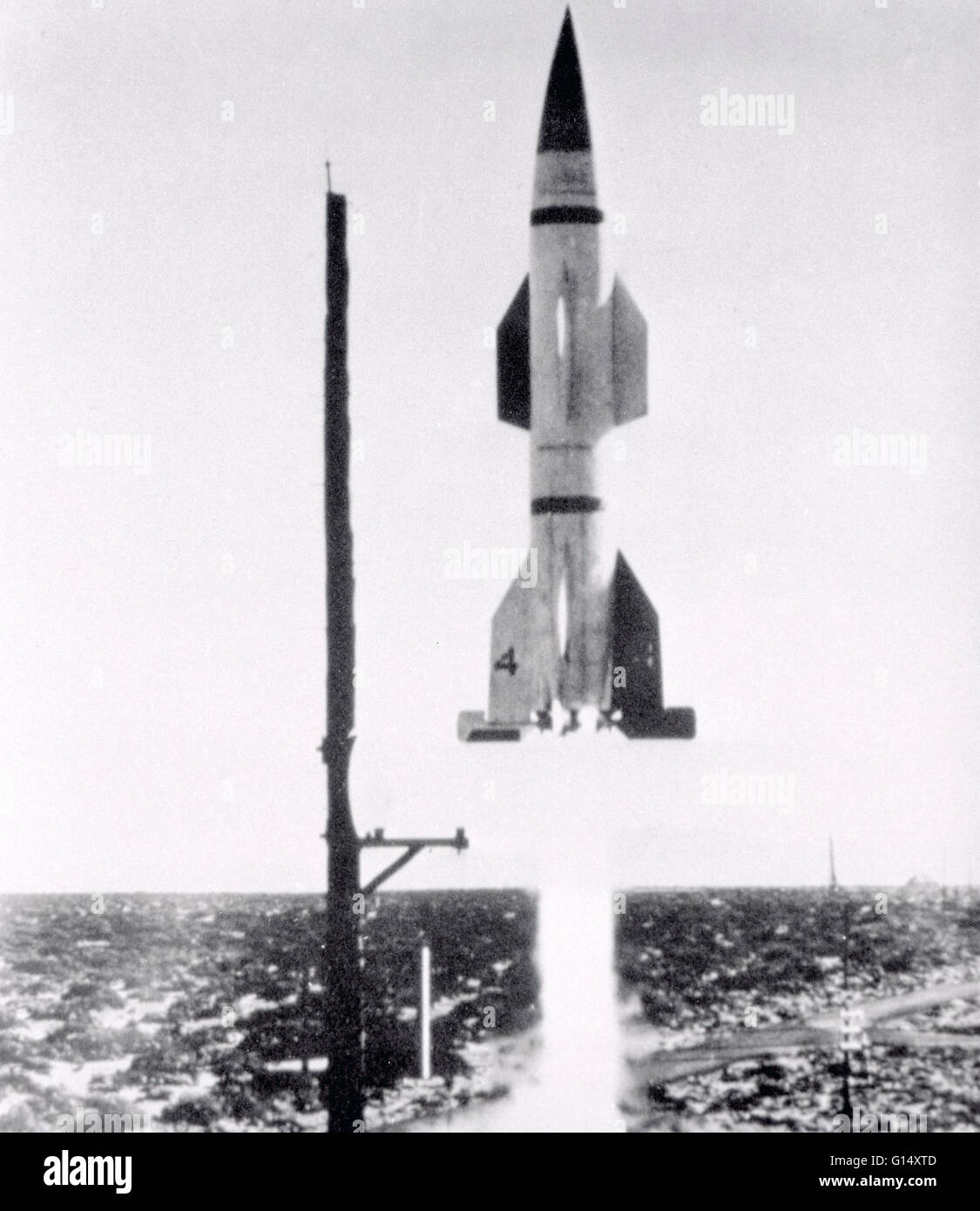 Il primo Hermes A-1 razzo di prova è stata cotta a sabbia bianca Proving Ground (WSPG). Hermes era una variante V-2 razzo tedesco, utilizzando il tedesco della configurazione aerodinamica; tuttavia, internamente era un design completamente nuovo. Anche se non ha avuto come conseguenza un o Foto Stock